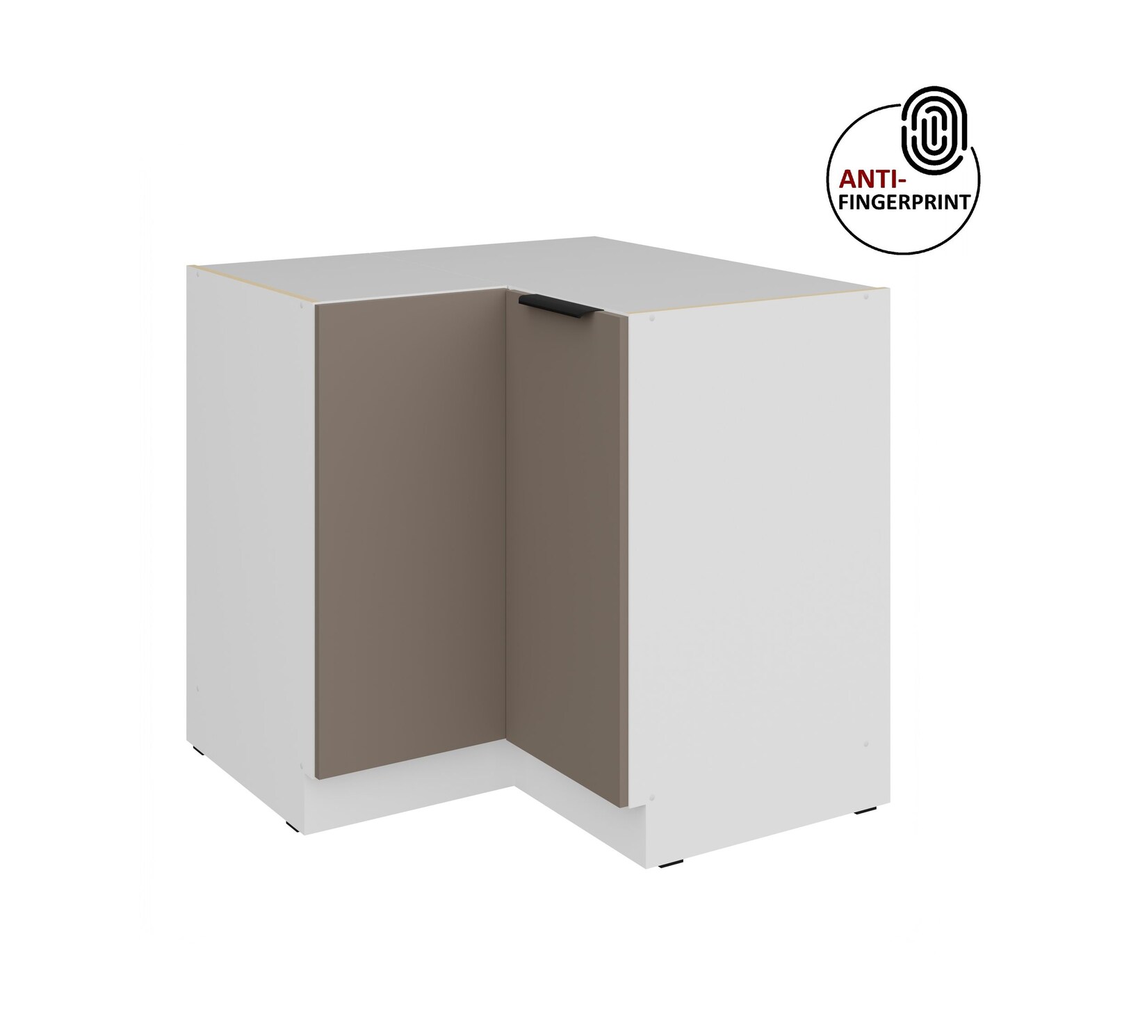 Küchen Eckschrank 90x90 cm Küche ARIA Sandgrau matt Anti Fingerprint Küchenzeile
