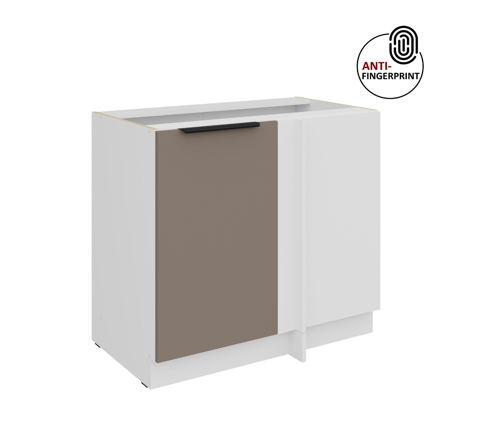 Küchen Eckschrank 105 cm Küche ARIA Sandgrau matt Anti Fingerprint Küchenzeile