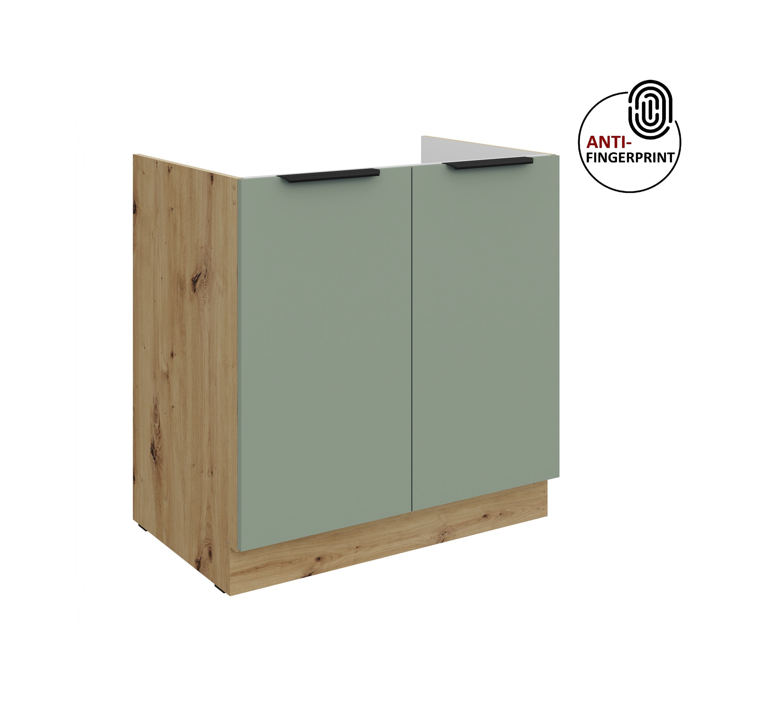 K&uuml;chen Sp&uuml;lenschrank 80 K&uuml;che ARIA Aquamarin matt Anti Fingerprint K&uuml;chenzeile - Bild 1