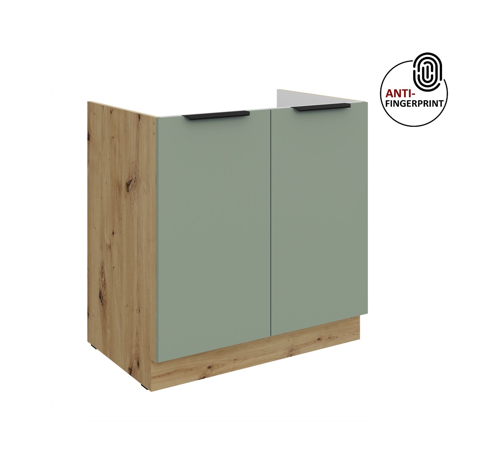 Küchen Spülenschrank 80 Küche ARIA Aquamarin matt Anti Fingerprint Küchenzeile