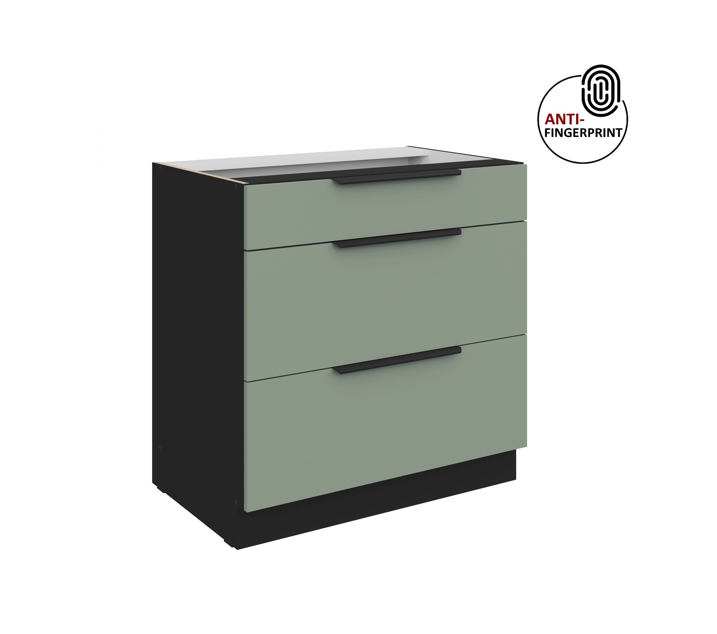 K&uuml;chen Unterschrank 80 K&uuml;che ARIA Aquamarin matt Anti Fingerprint K&uuml;chenzeile - Bild 1