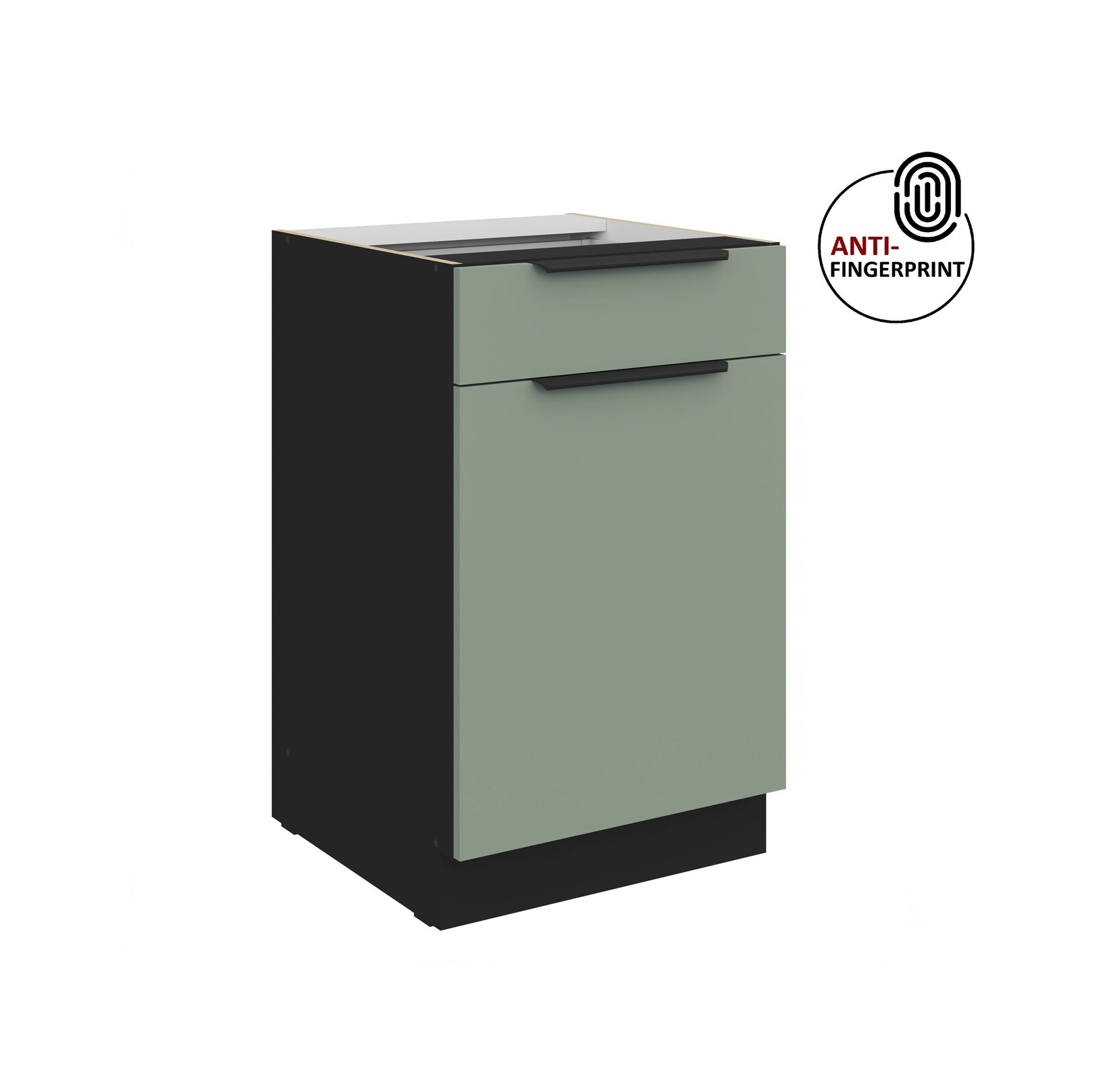 Küchen Unterschrank 50 Küche ARIA Aquamarin matt Anti Fingerprint Küchenzeile