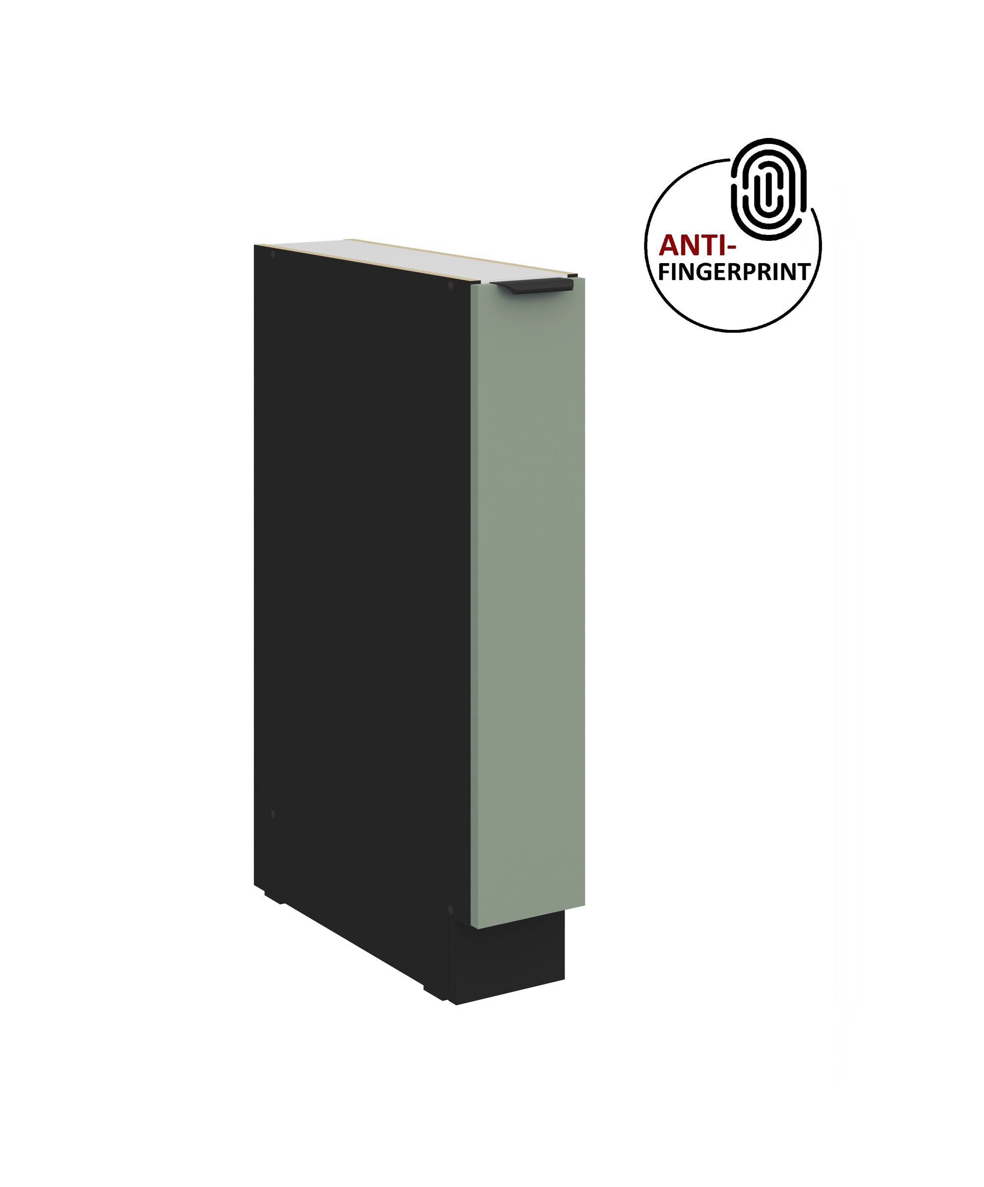 K&uuml;chen Unterschrank Schrankauszug 15 K&uuml;che ARIA Aquamarin matt Anti Fingerprint - Bild 1