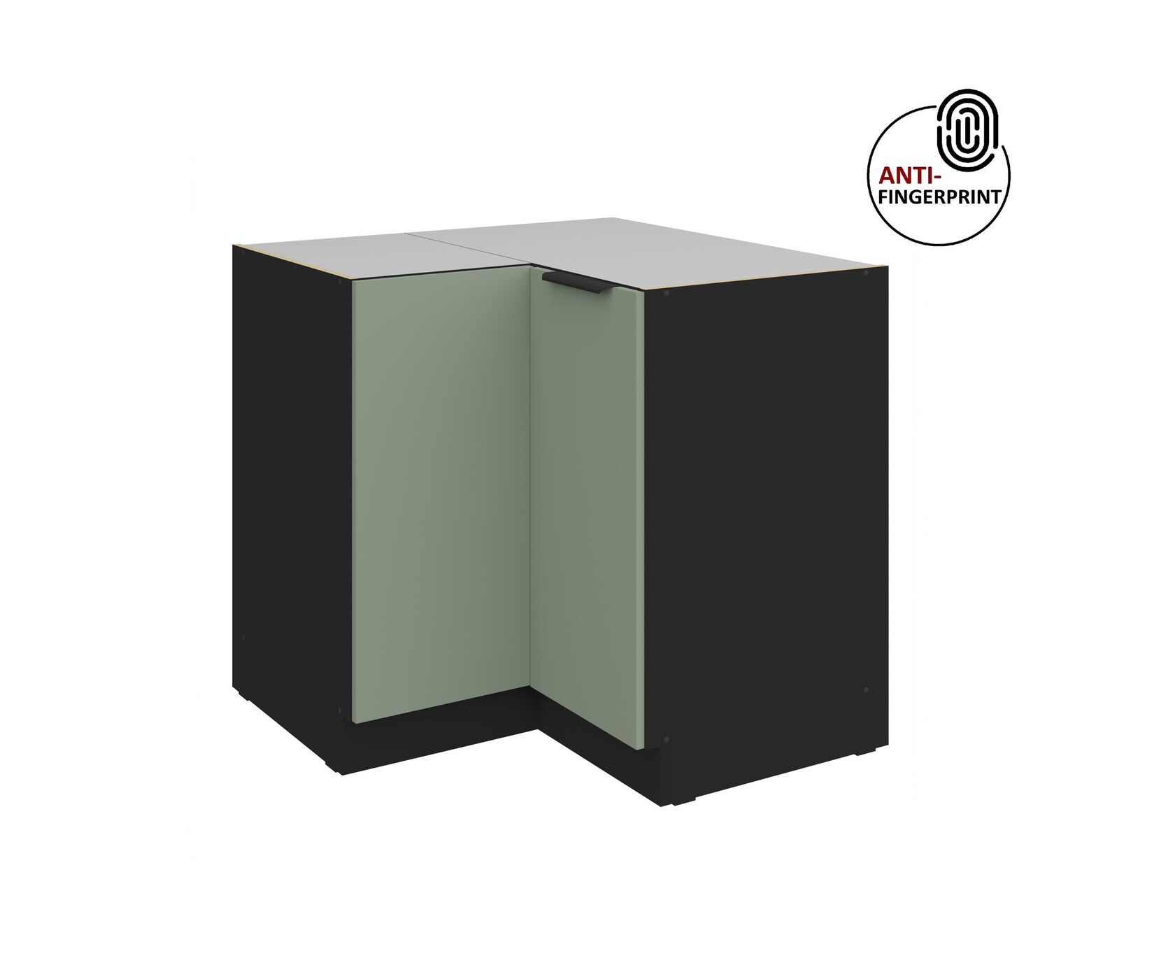 Küchen Eckschrank 90x90 Küche ARIA Aquamarin matt Anti Fingerprint Küchenzeile