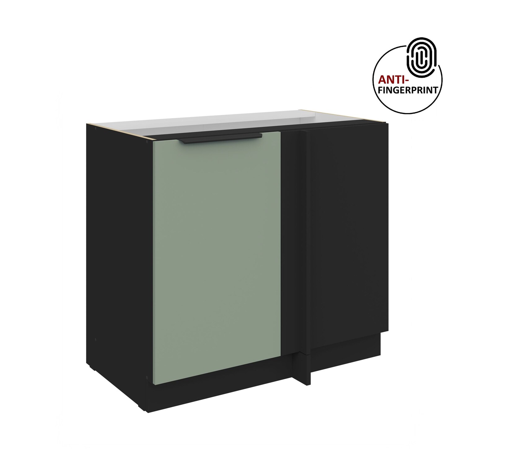 Küchen Eckschrank 105cm Küche ARIA Aquamarin matt Anti Fingerprint Küchenzeile