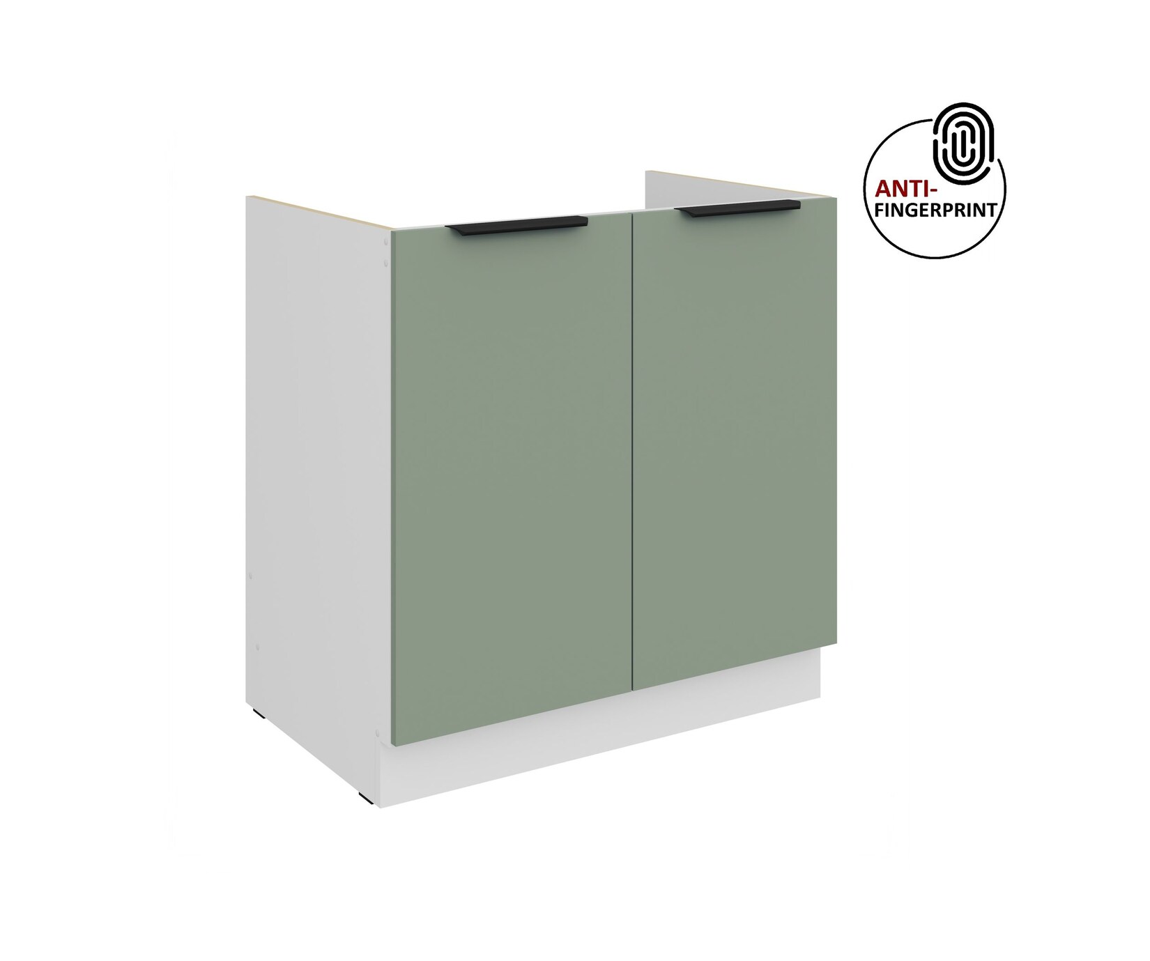 Küchen Spülenschrank 80 Küche ARIA Aquamarin matt Anti Fingerprint Küchenzeile