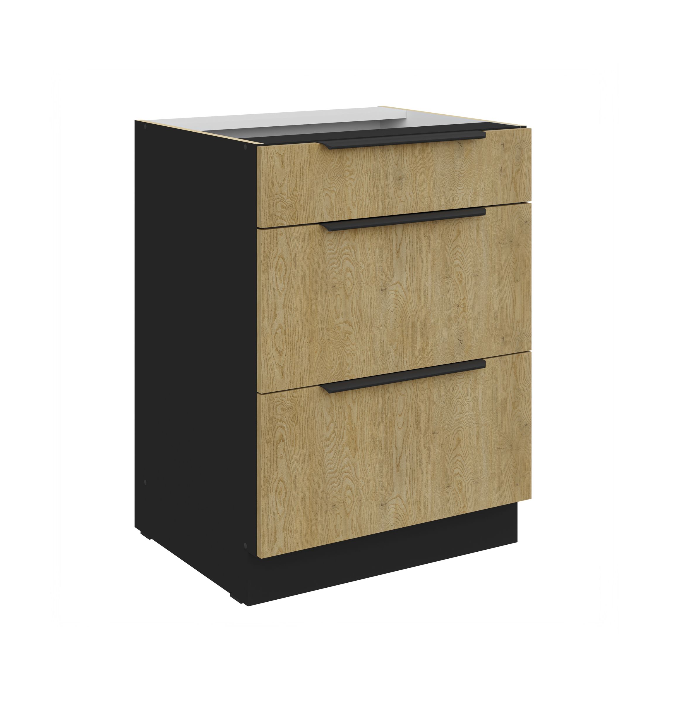 K&uuml;chen Unterschrank 60 cm CREMONA Eiche Vollauszug Soft-Close K&uuml;che K&uuml;chenzeile - Bild 1