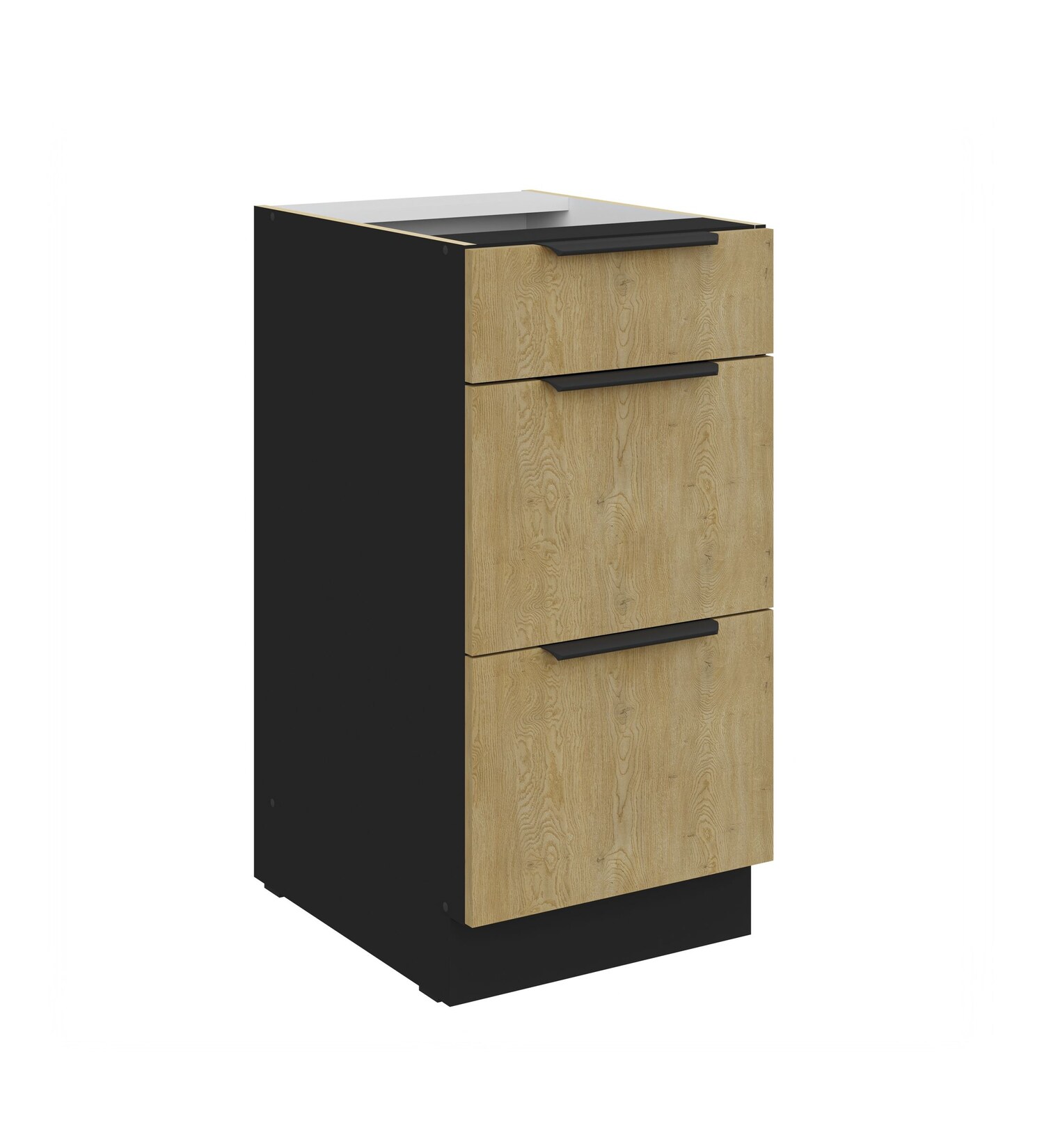 Küchen Unterschrank 40 cm CREMONA Eiche Vollauszug Soft-Close Küche Küchenzeile