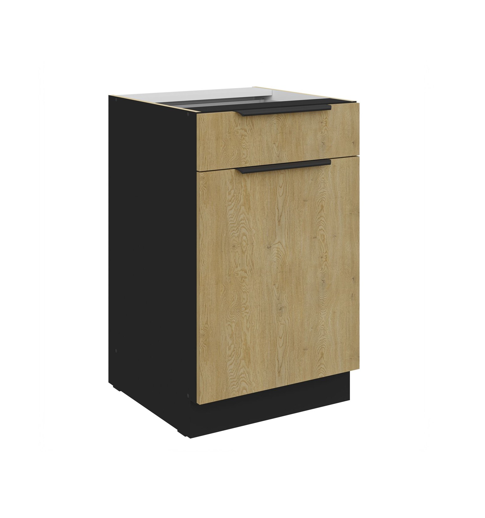 Küchen Unterschrank 50 cm CREMONA Eiche Vollauszug Soft-Close Küche Küchenzeile