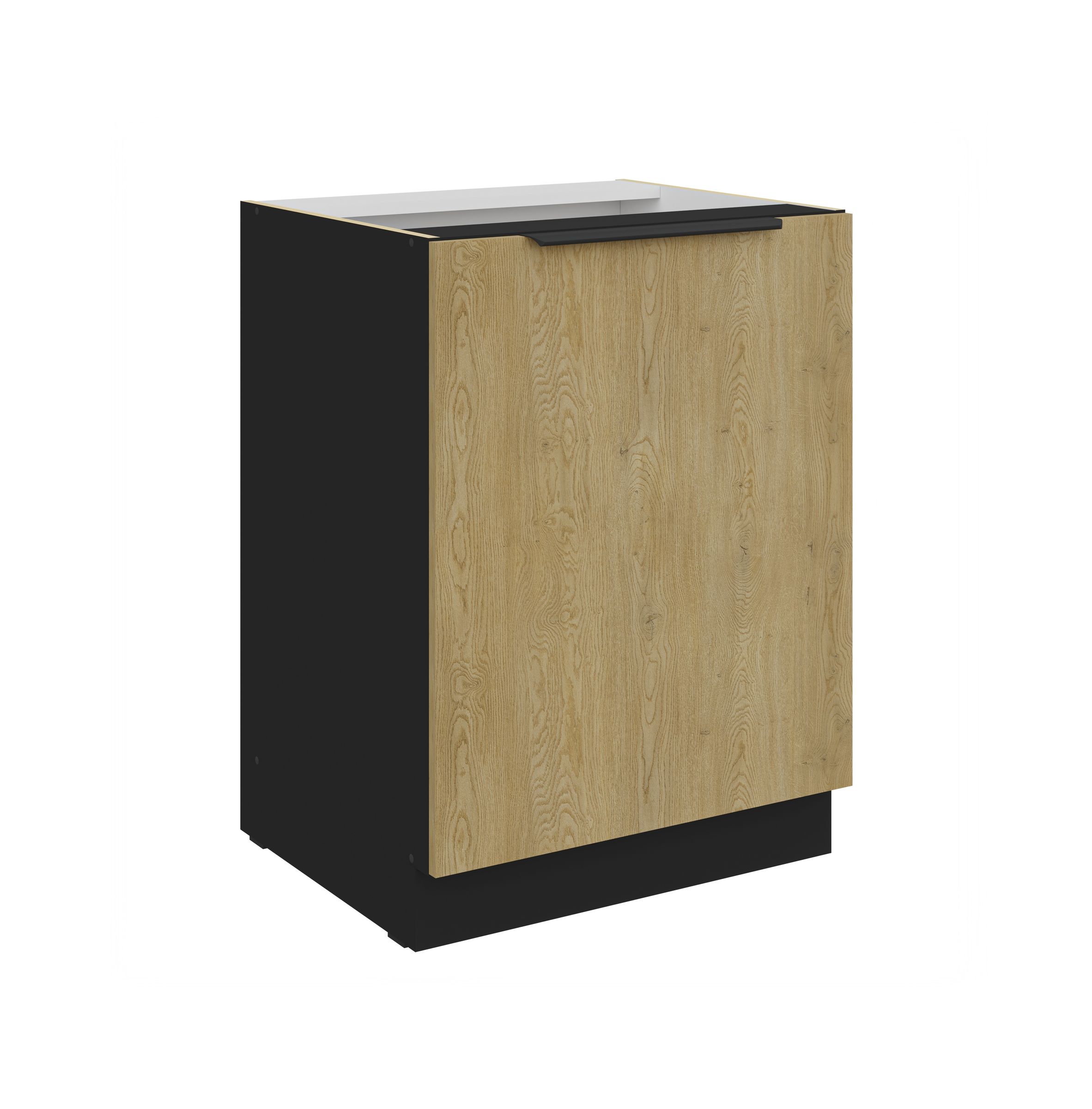 K&uuml;chen Unterschrank 60 cm CREMONA Eiche + Schwarz K&uuml;che K&uuml;chenzeile K&uuml;chenblock - Bild 1