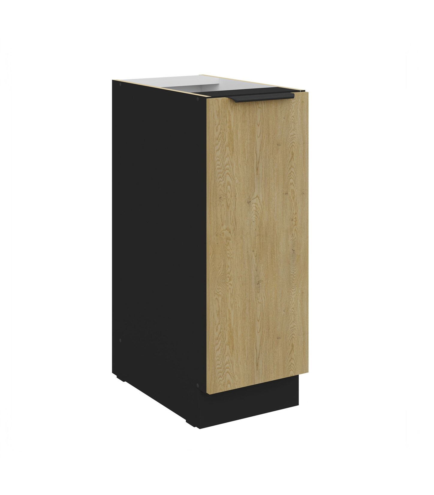 Küchen Unterschrank Schrankauszug 30 cm CREMONA Eiche Schwarz Küche Küchenzeile