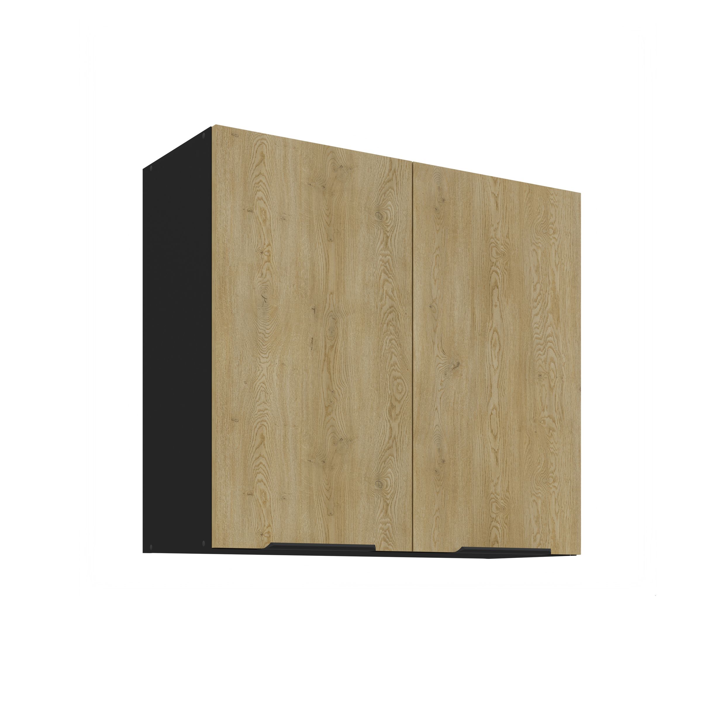 K&uuml;chen H&auml;ngeschrank 80 cm CREMONA Eiche Schwarz K&uuml;che K&uuml;chenzeile K&uuml;chenblock - Bild 1