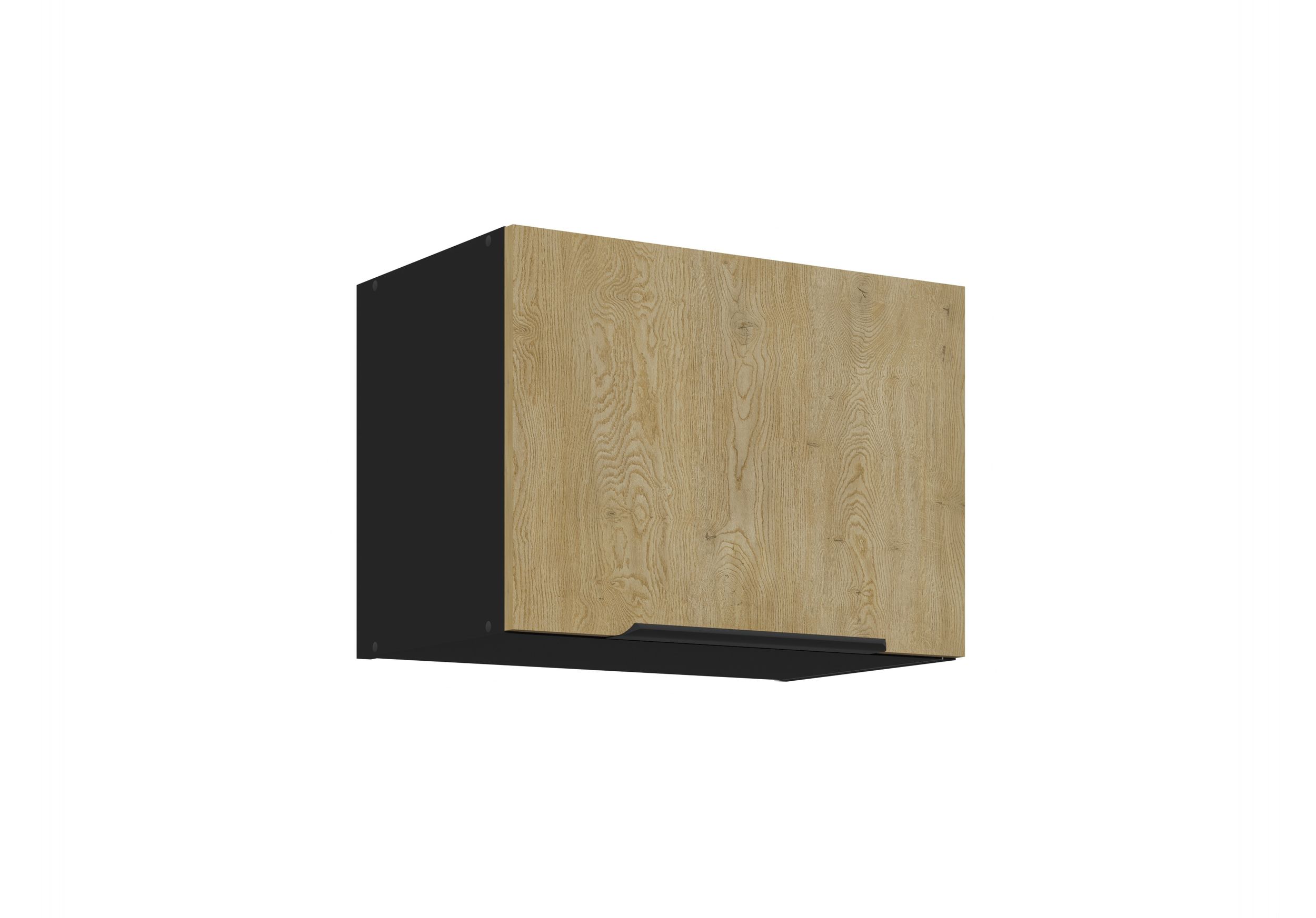 K&uuml;chen Kurzh&auml;ngeschrank 50 cm CREMONA Eiche hell + Schwarz K&uuml;che K&uuml;chenzeile - Bild 1