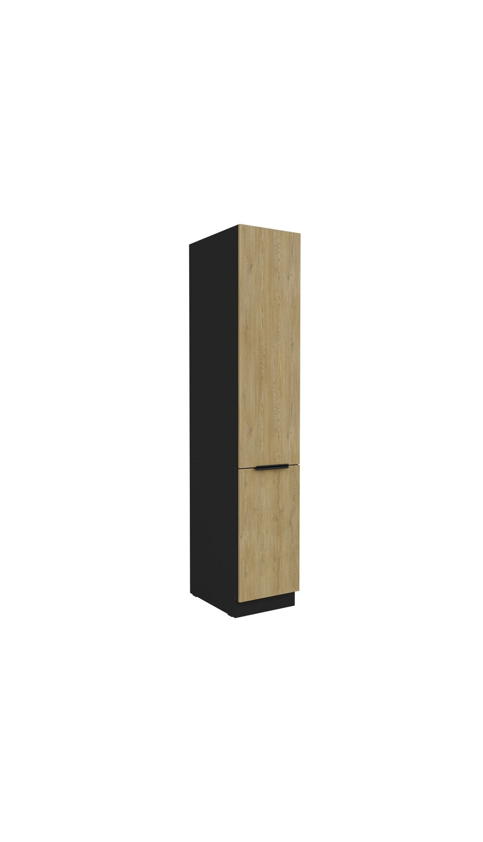 Küchen Hochschrank 40 cm CREMONA Eiche + Schwarz Küchenzeile Küchenblock Küche