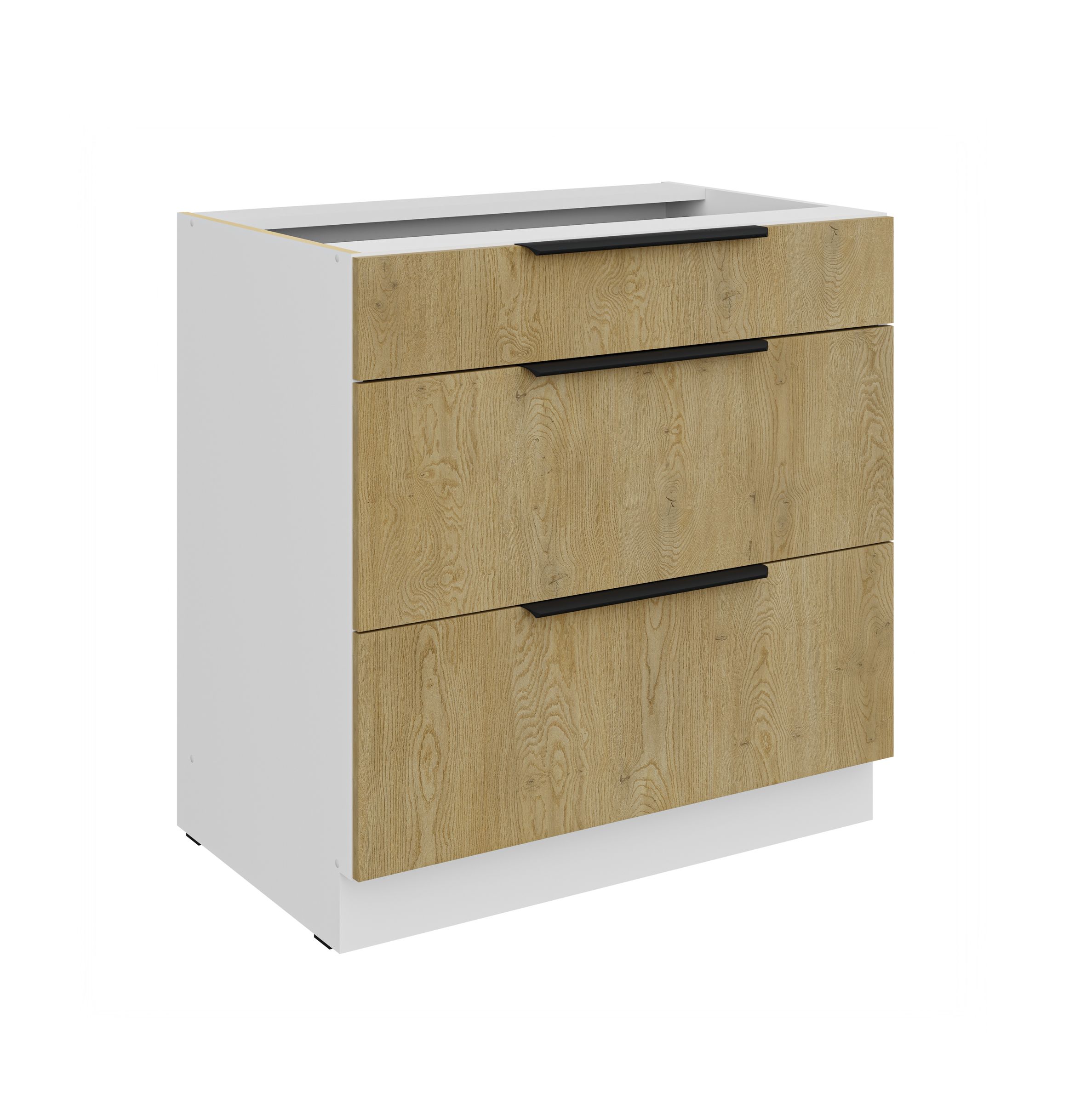 K&uuml;chen Unterschrank 80 cm CREMONA Eiche Vollauszug Soft-Close K&uuml;che K&uuml;chenzeile - Bild 1