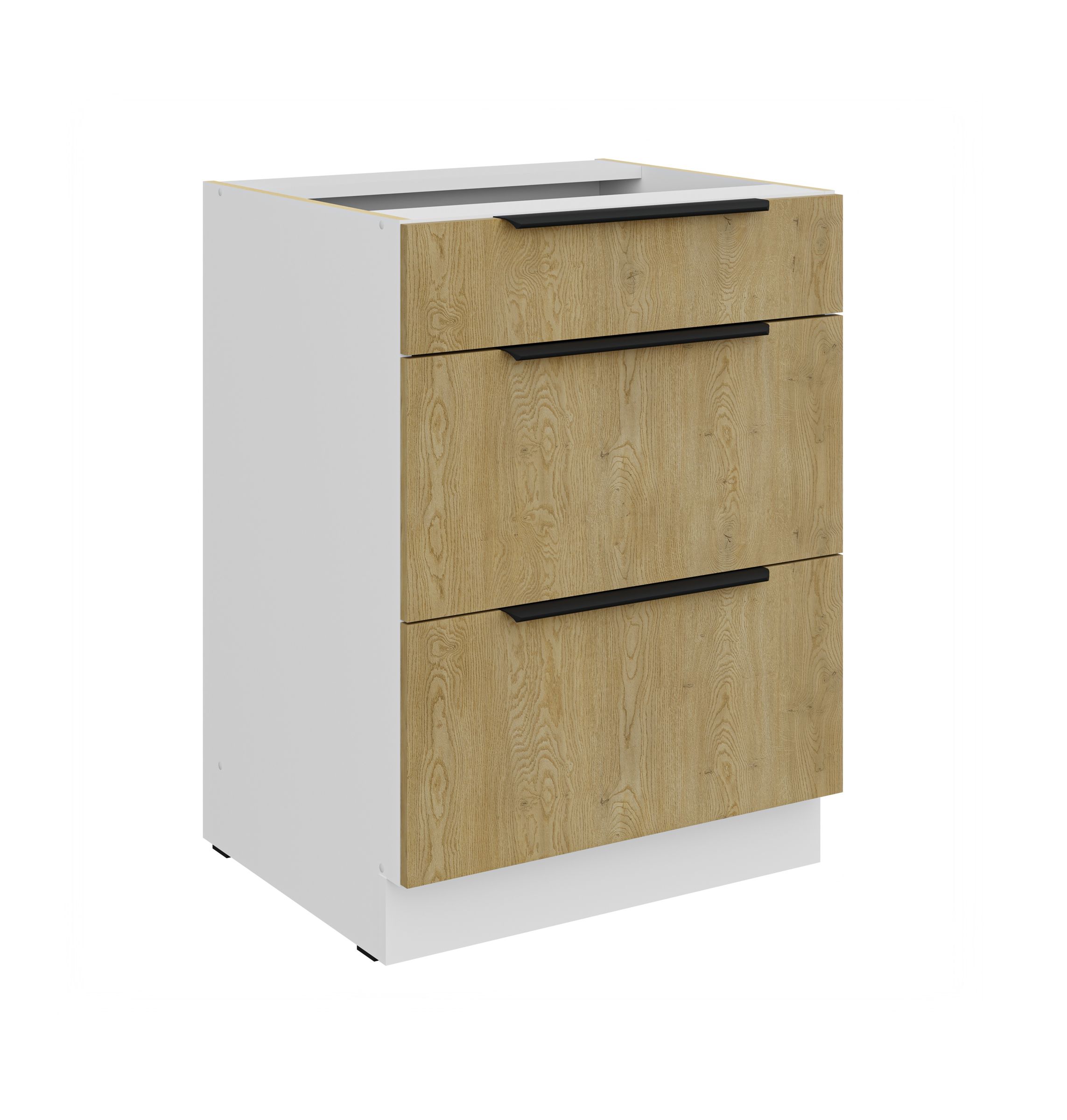 K&uuml;chen Unterschrank 60 cm CREMONA Eiche Vollauszug Soft-Close K&uuml;che K&uuml;chenzeile - Bild 1