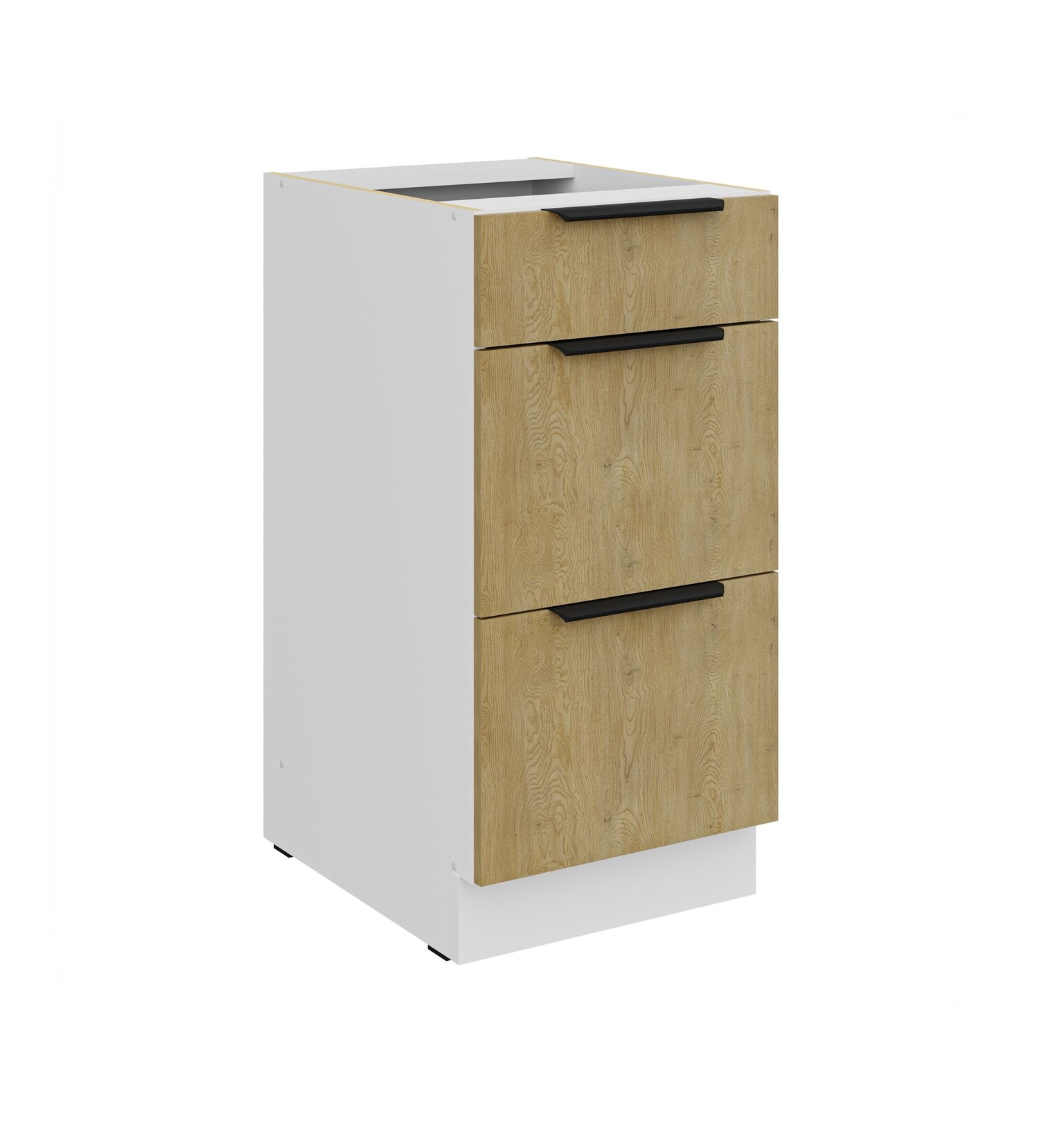 Küchen Unterschrank 40 cm CREMONA Eiche Vollauszug Soft-Close Küche Küchenzeile
