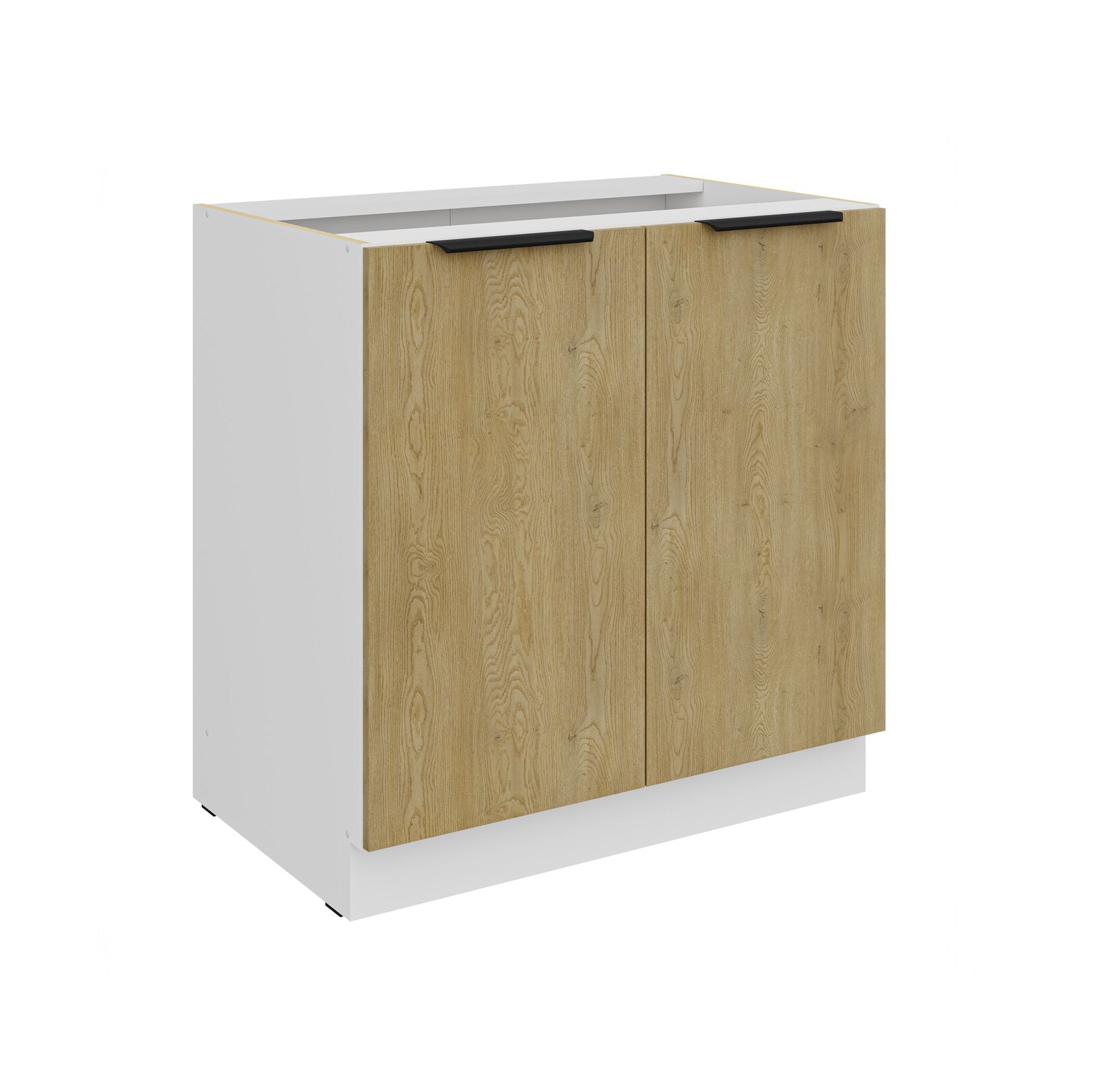 Küchen Unterschrank 80 cm CREMONA Eiche + Weiß Küche Küchenzeile Küchenblock