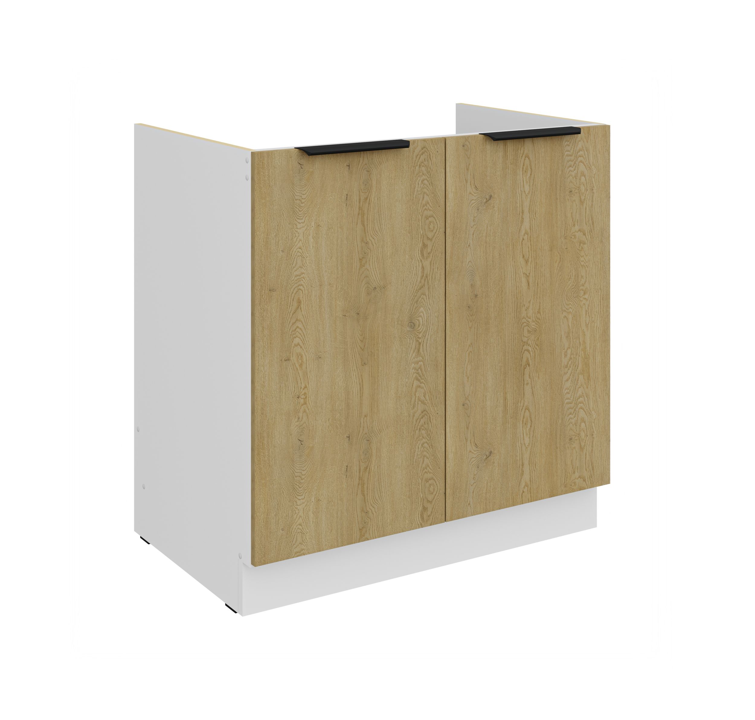 K&uuml;chen Sp&uuml;lenunterschrank 80 cm CREMONA Eiche hell K&uuml;che K&uuml;chenzeile K&uuml;chenblock - Bild 1