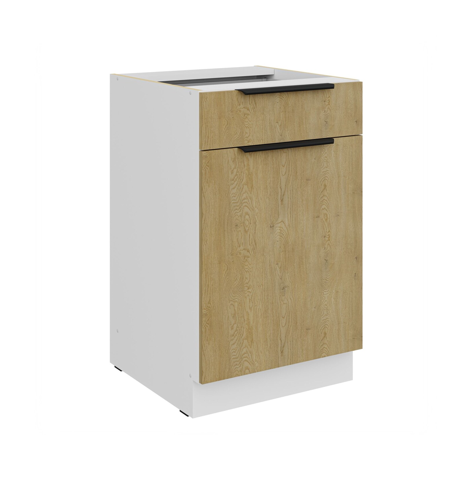 Küchen Unterschrank 50 cm CREMONA Eiche Vollauszug Soft-Close Küche Küchenzeile