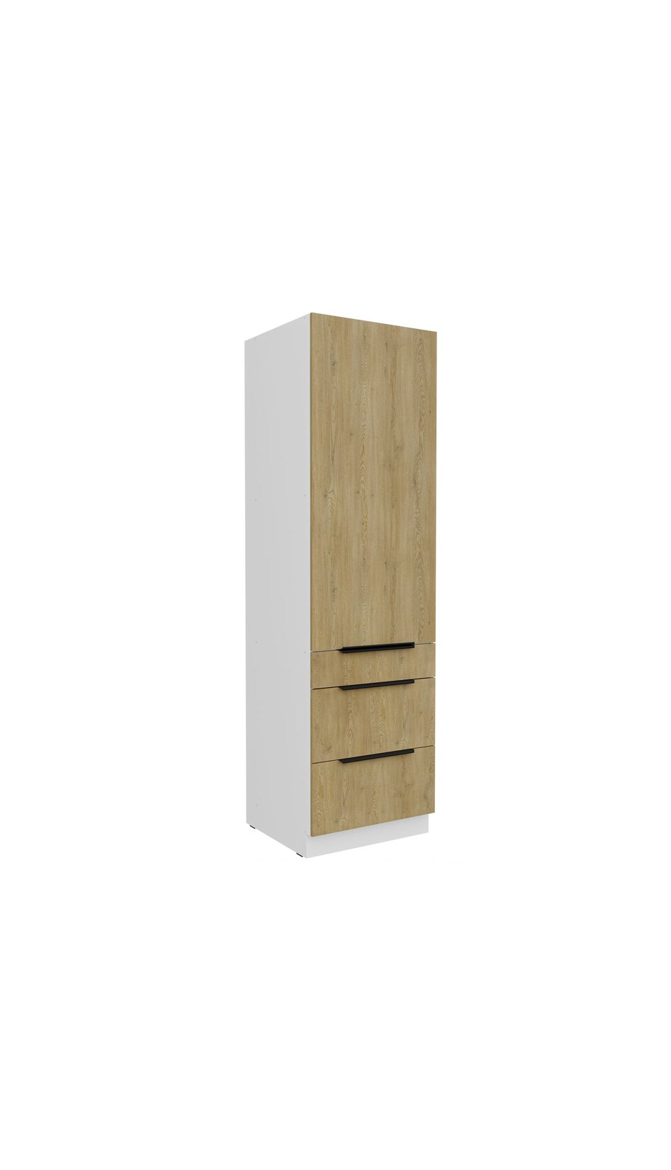 Küchen Hochschrank 60 cm CREMONA Eiche + Weiß Küchenzeile Küchenblock Küche