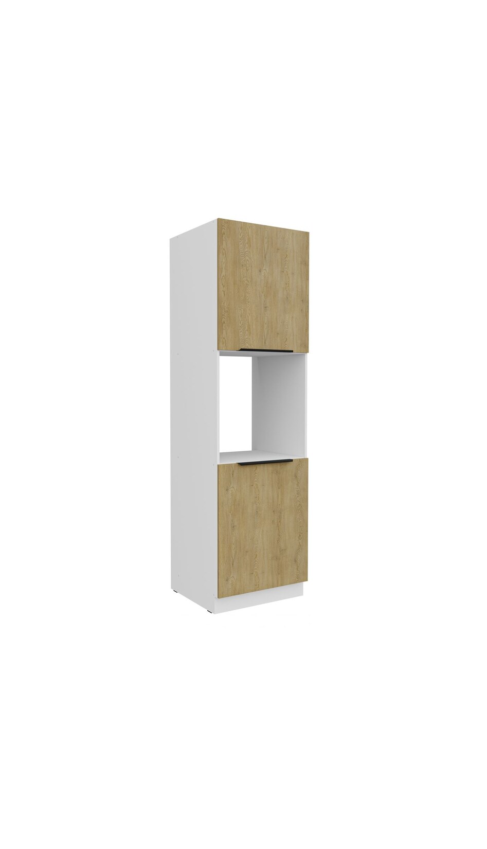 Küchen Hochschrank 60 cm CREMONA Eiche + Weiß Küchenzeile Küchenblock Küche