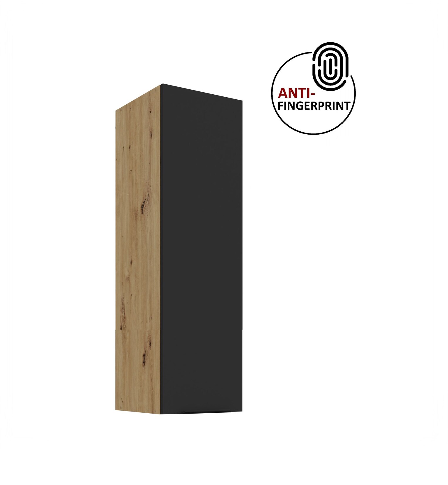 Küche ARIA Hängeschrank 30 cm Höhe 90 cm Schwarz Küchenzeile Anti Fingerprint