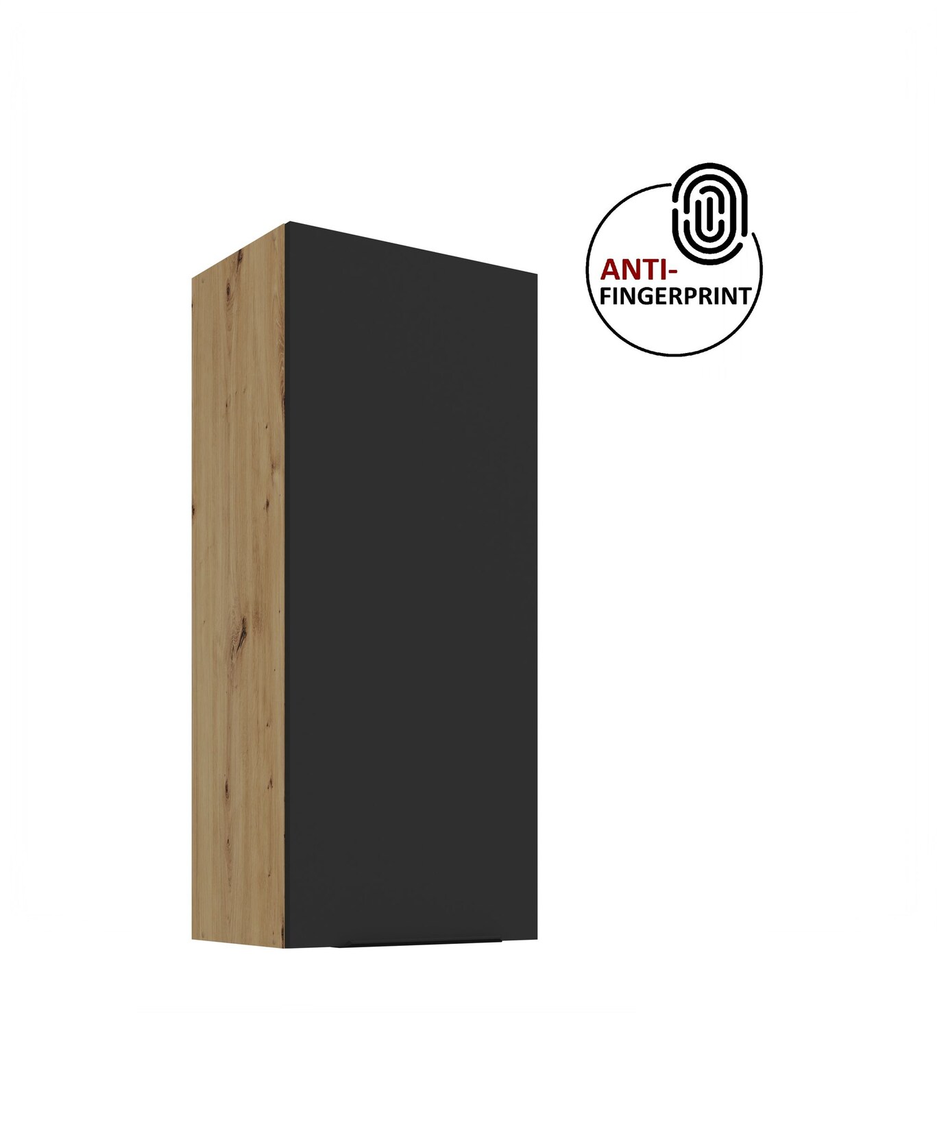 Küche ARIA Hängeschrank 45 cm Höhe 90 cm Schwarz Küchenzeile Anti Fingerprint