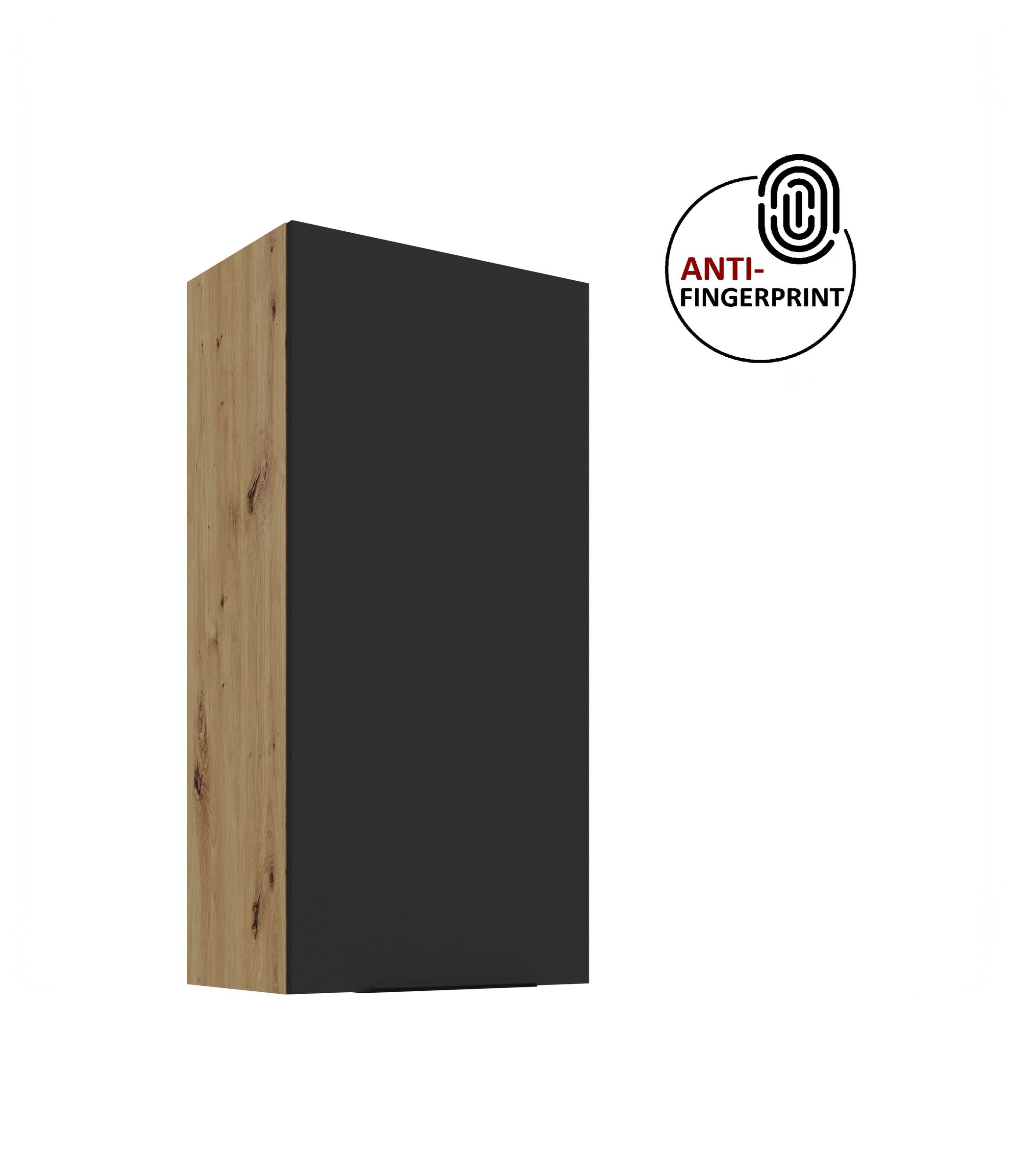 K&uuml;che ARIA H&auml;ngeschrank 50 cm H&ouml;he 90 cm Schwarz K&uuml;chenzeile Anti Fingerprint - Bild 1