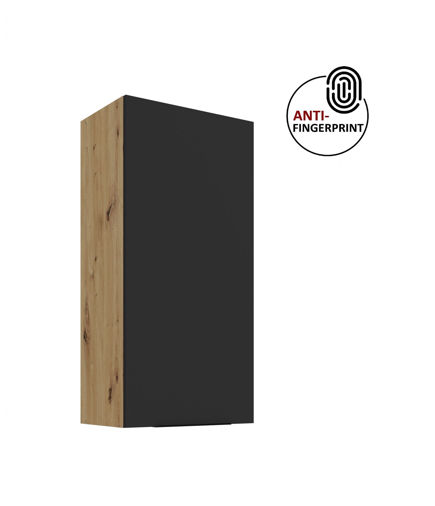 Küche ARIA Hängeschrank 50 cm Höhe 90 cm Schwarz Küchenzeile Anti Fingerprint