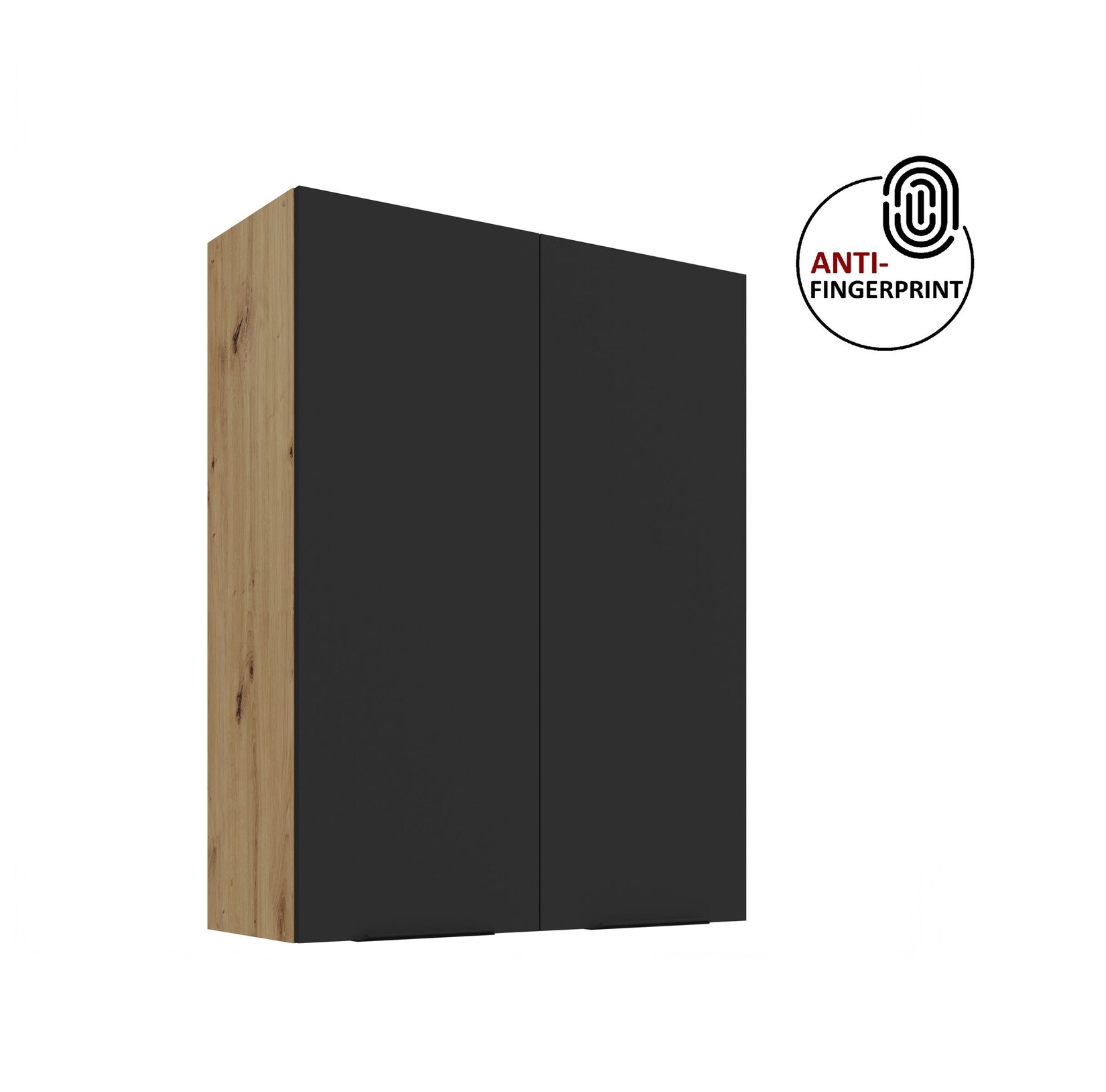 Küche ARIA Hängeschrank 80 cm Höhe 90 cm Schwarz Küchenzeile Anti Fingerprint