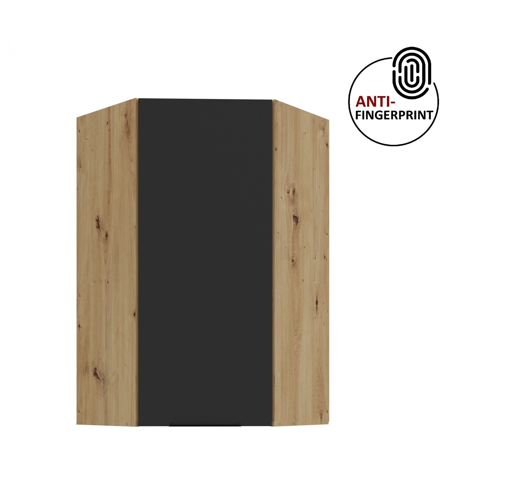 Küche ARIA Eckhängeschrank 60 cm, Höhe 90 Schwarz Küchenzeile Anti Fingerprint