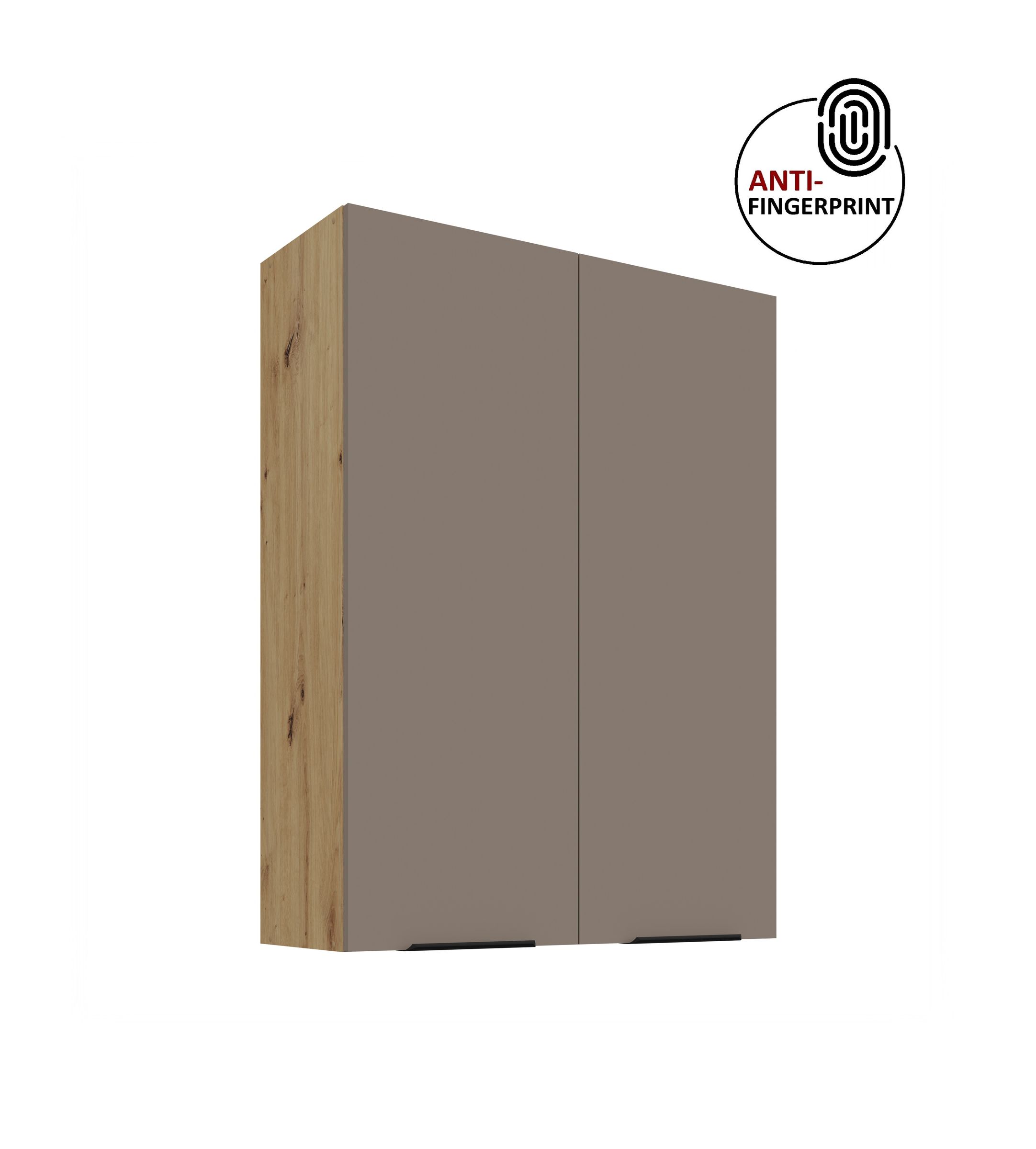 K&uuml;che ARIA H&auml;ngeschrank 80 cm H&ouml;he 90 cm Sandgrau K&uuml;chenzeile Anti Fingerprint - Bild 1