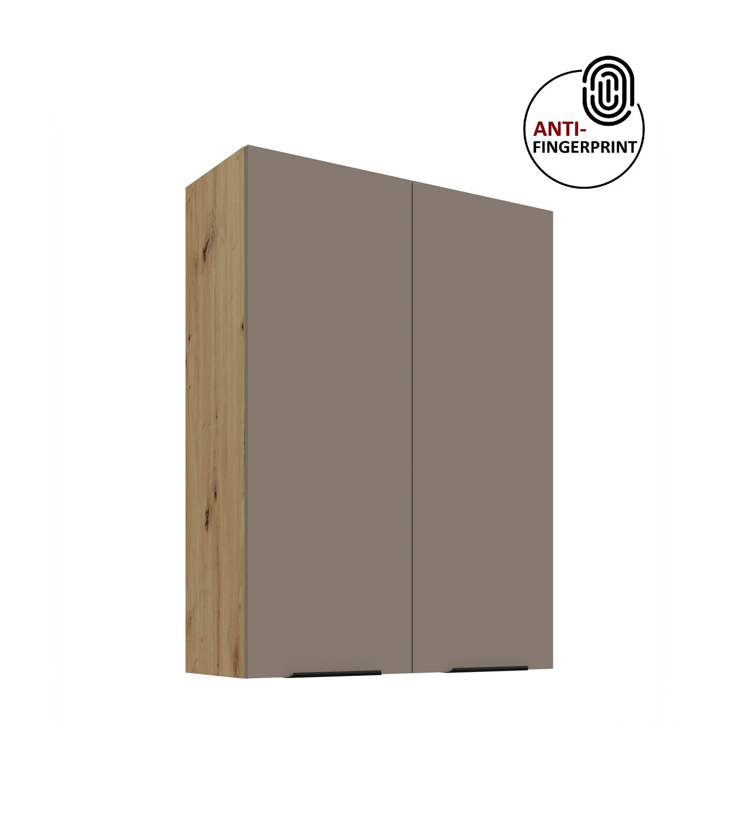 Küche ARIA Hängeschrank 80 cm Höhe 90 cm Sandgrau Küchenzeile Anti Fingerprint