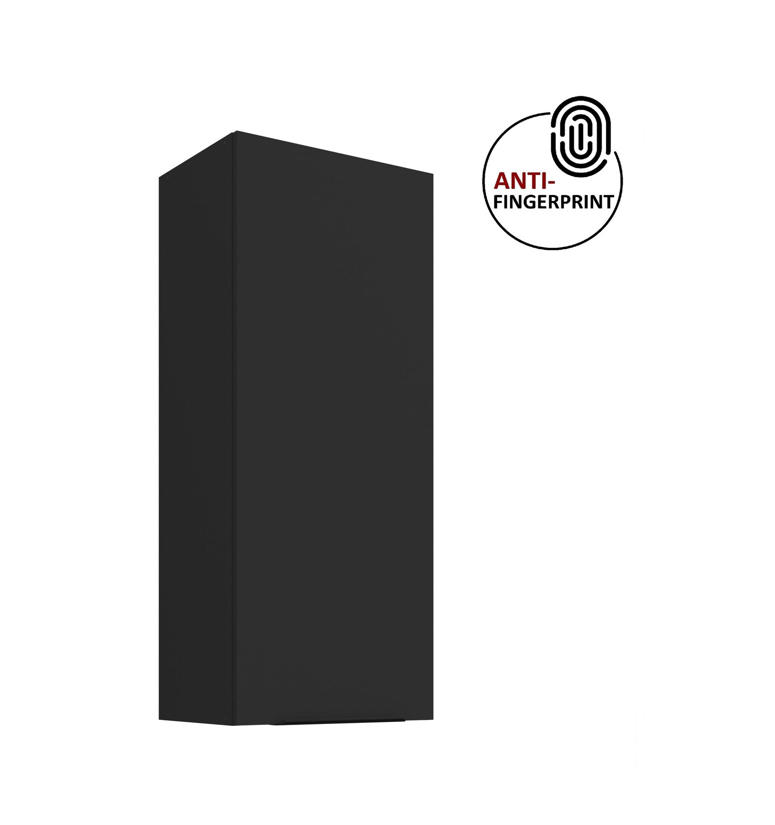Küche ARIA Hängeschrank 45 cm Höhe 90 cm Schwarz Küchenzeile Anti Fingerprint