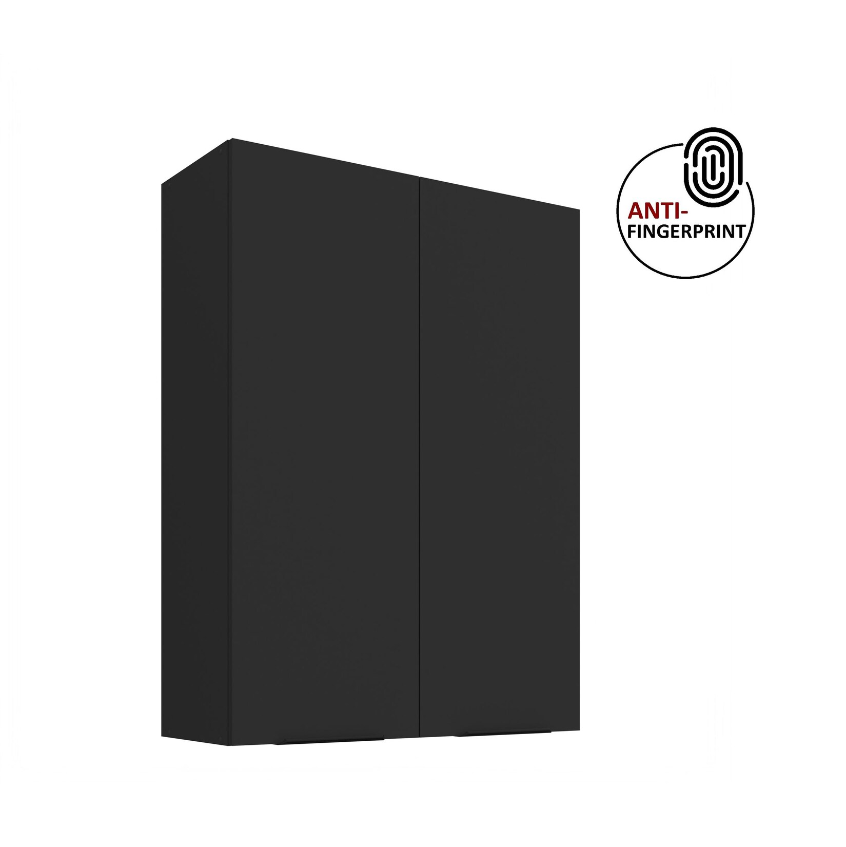 Küche ARIA Hängeschrank 80 cm Höhe 90 cm Schwarz Küchenzeile Anti Fingerprint