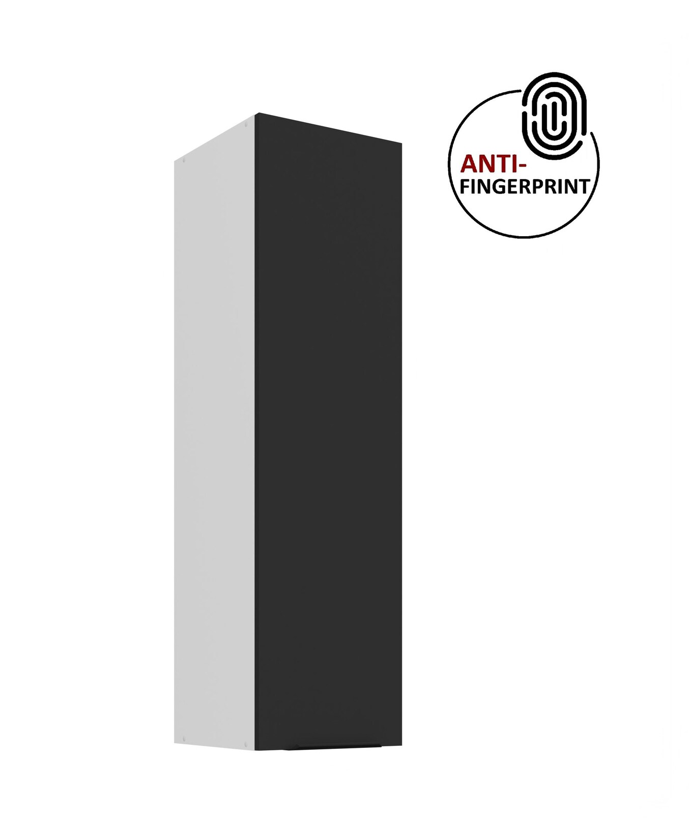 Küche ARIA Hängeschrank 30 cm Höhe 90 cm Schwarz Küchenzeile Anti Fingerprint