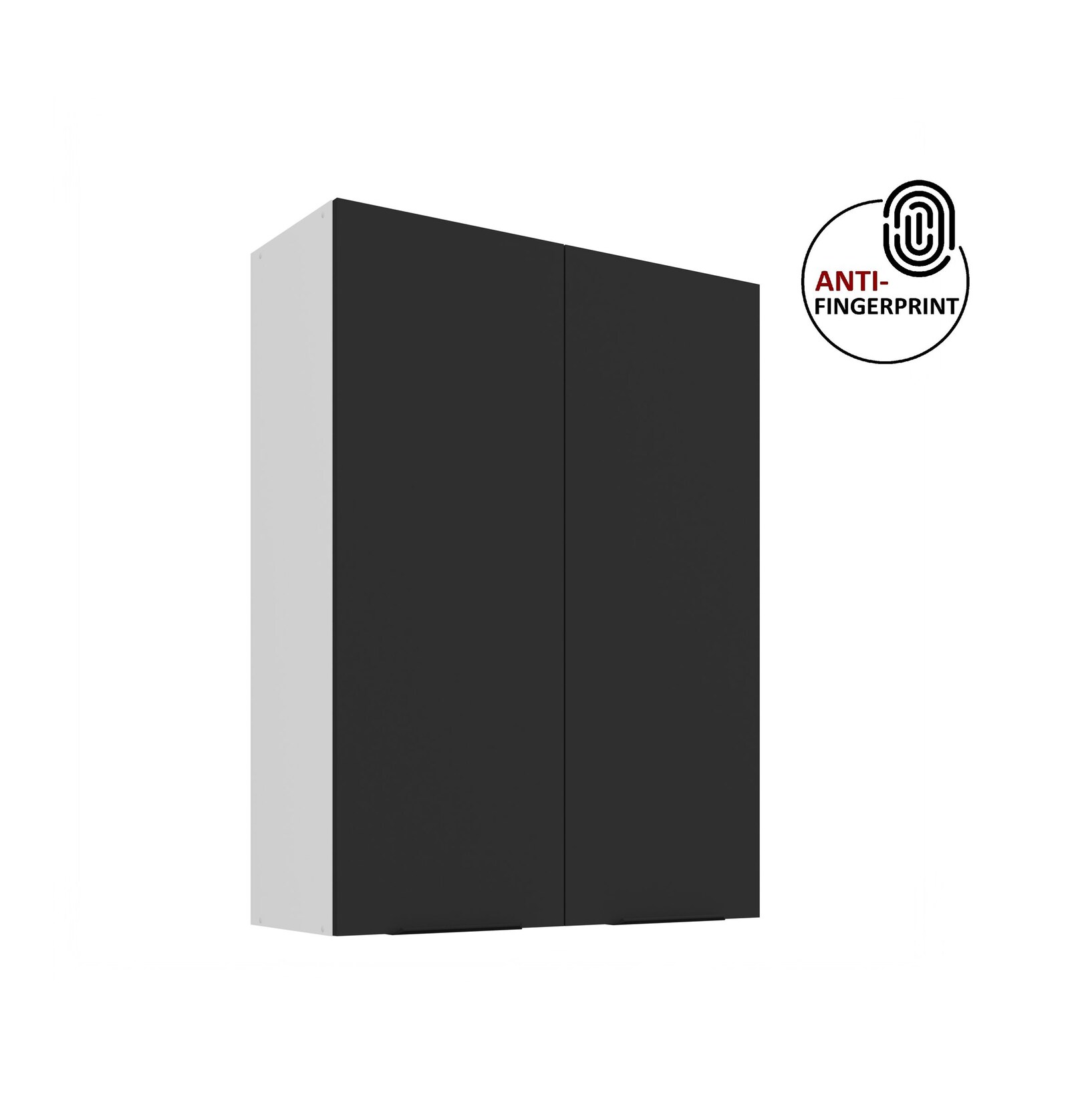 Küche ARIA Hängeschrank 80 cm Höhe 90 cm Schwarz Küchenzeile Anti Fingerprint