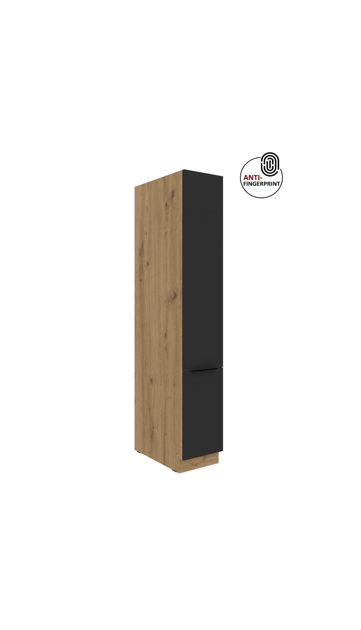 K&uuml;chen Apothekerschrank 30 cm ARIA Schwarz Anti Fingerprint K&uuml;chenzeile K&uuml;chenblock - Bild 1