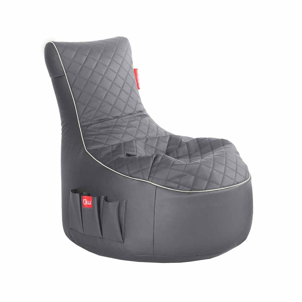 Gamewarez Gaming Sitzsack Classic - Kunstleder Granite Hurricane (Grau/Weiß)