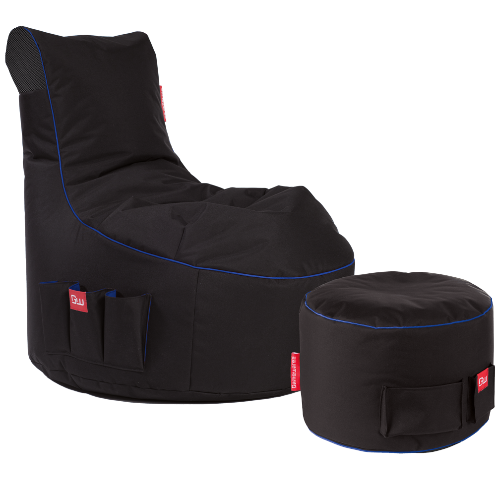 Gaming Sitzsack Bundle Classic - Fabric Arctic Blizzard (Schwarz/Blau) - Bild 1