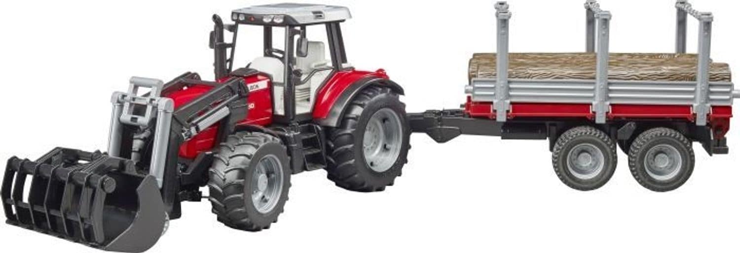 Bruder bruder 02046 Massey Ferguson 7480 mit Frontlader + Holztransportanh&auml;nger 