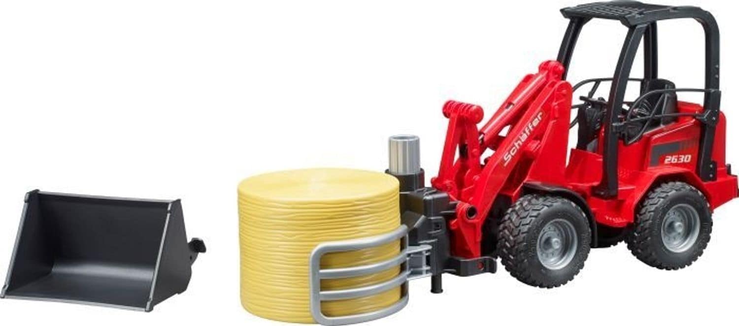 Bruder bruder 02192 Sch&auml;ffer Hoflader 2630 mit Ballengreifzange + Rundballen - Bild 1