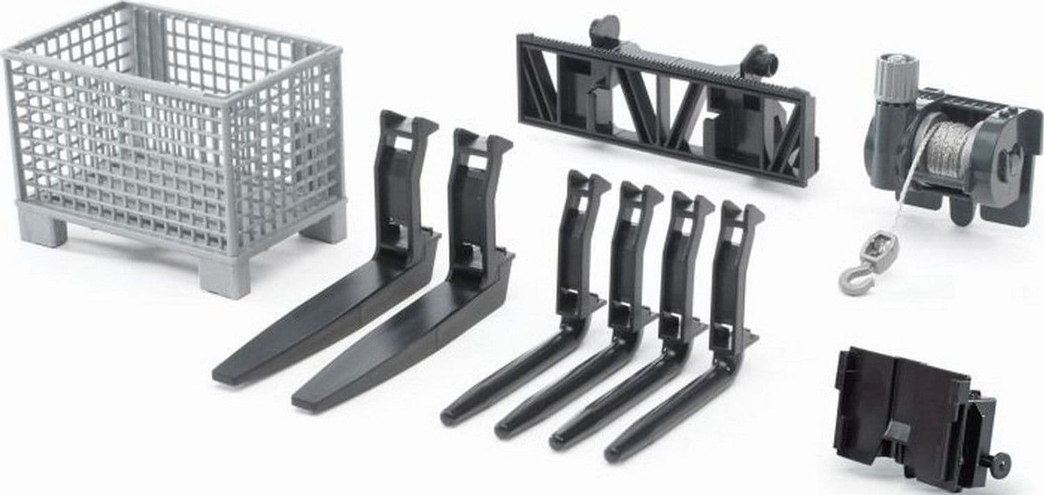 Bruder Bruder 02318 Zubeh&ouml;r: Gitterpalette, Seilwinde, Frontlader - Bild 1