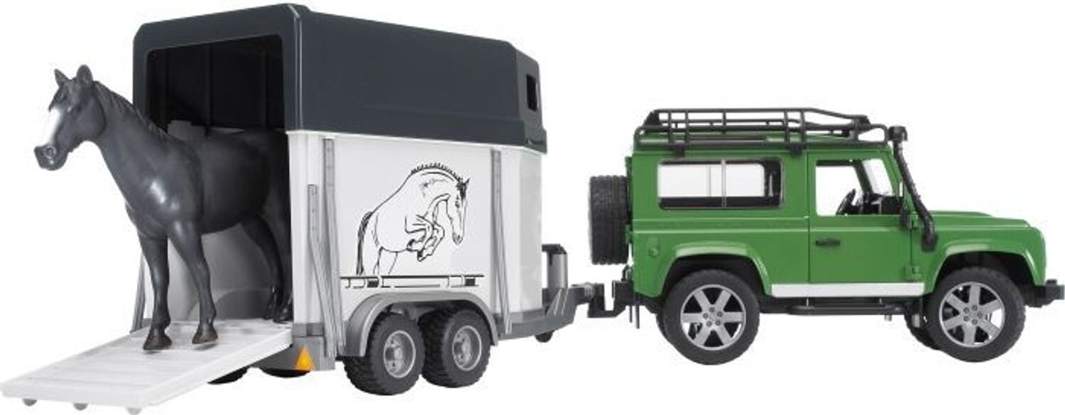 Bruder bruder 02592 Land Rover Defender Station Wagon mit Pferdeanhänger und Pferd