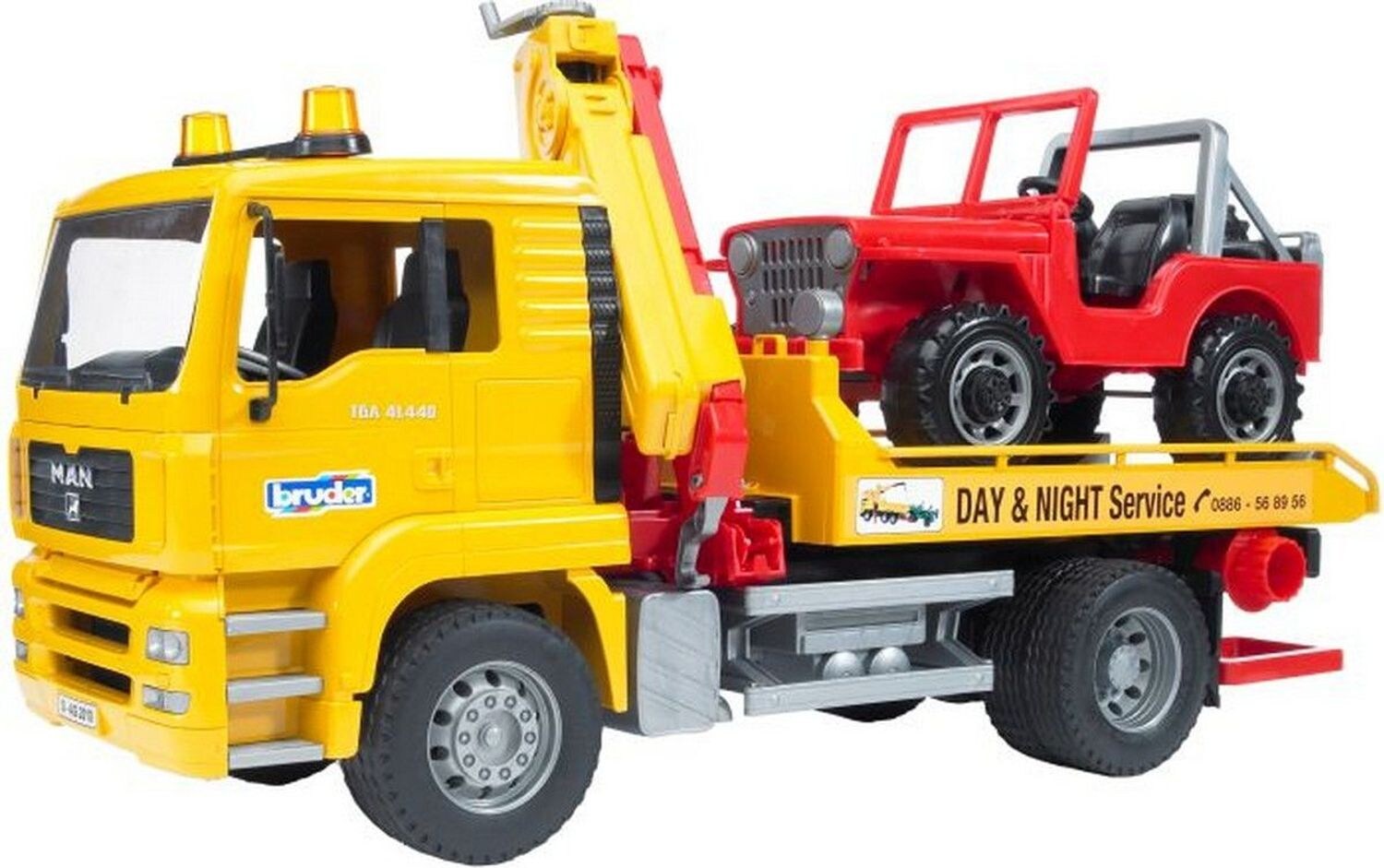 Bruder Bruder 02750 MAN TGA Abschlepp-LKW mit Geländewagen