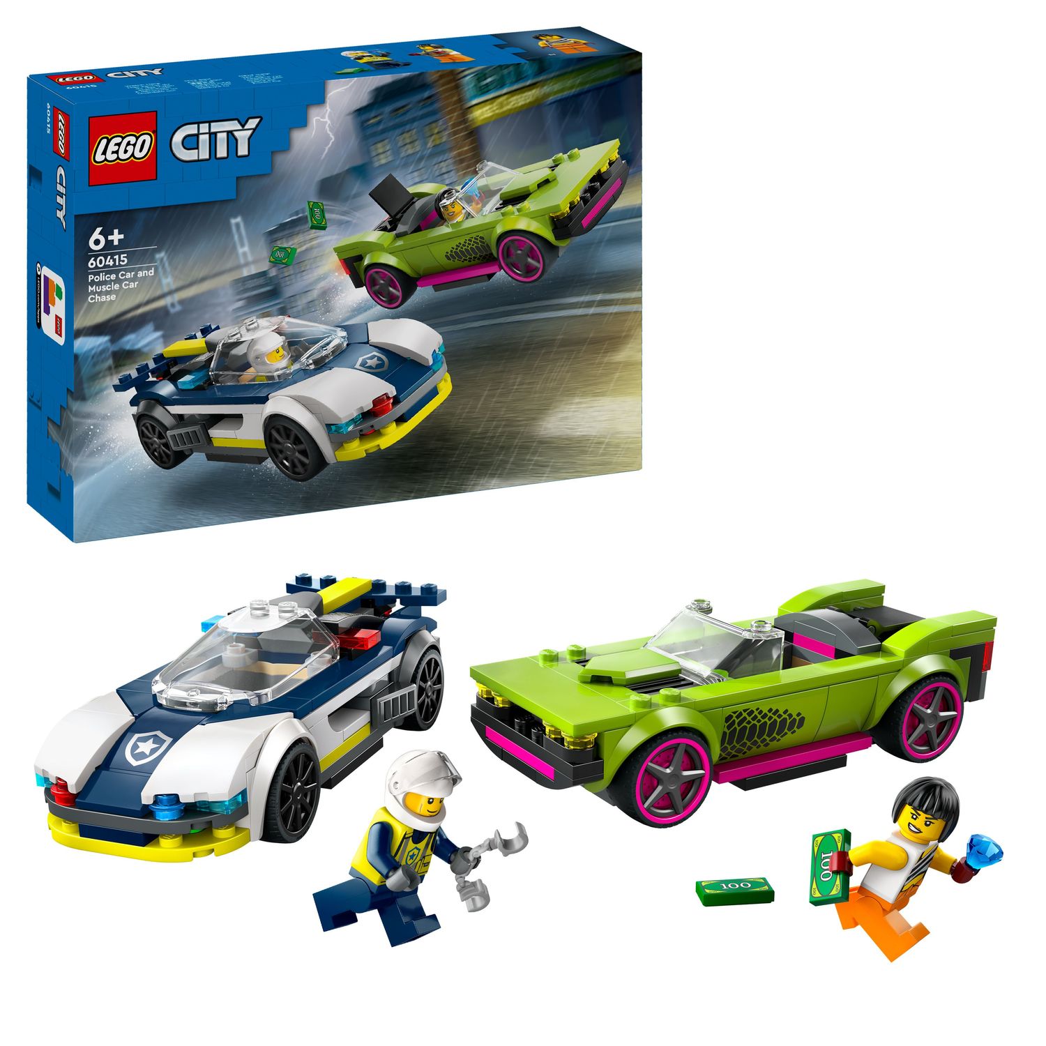 LEGO&reg; Verfolgungsjagd mit Polizeiauto und Muscle Car 