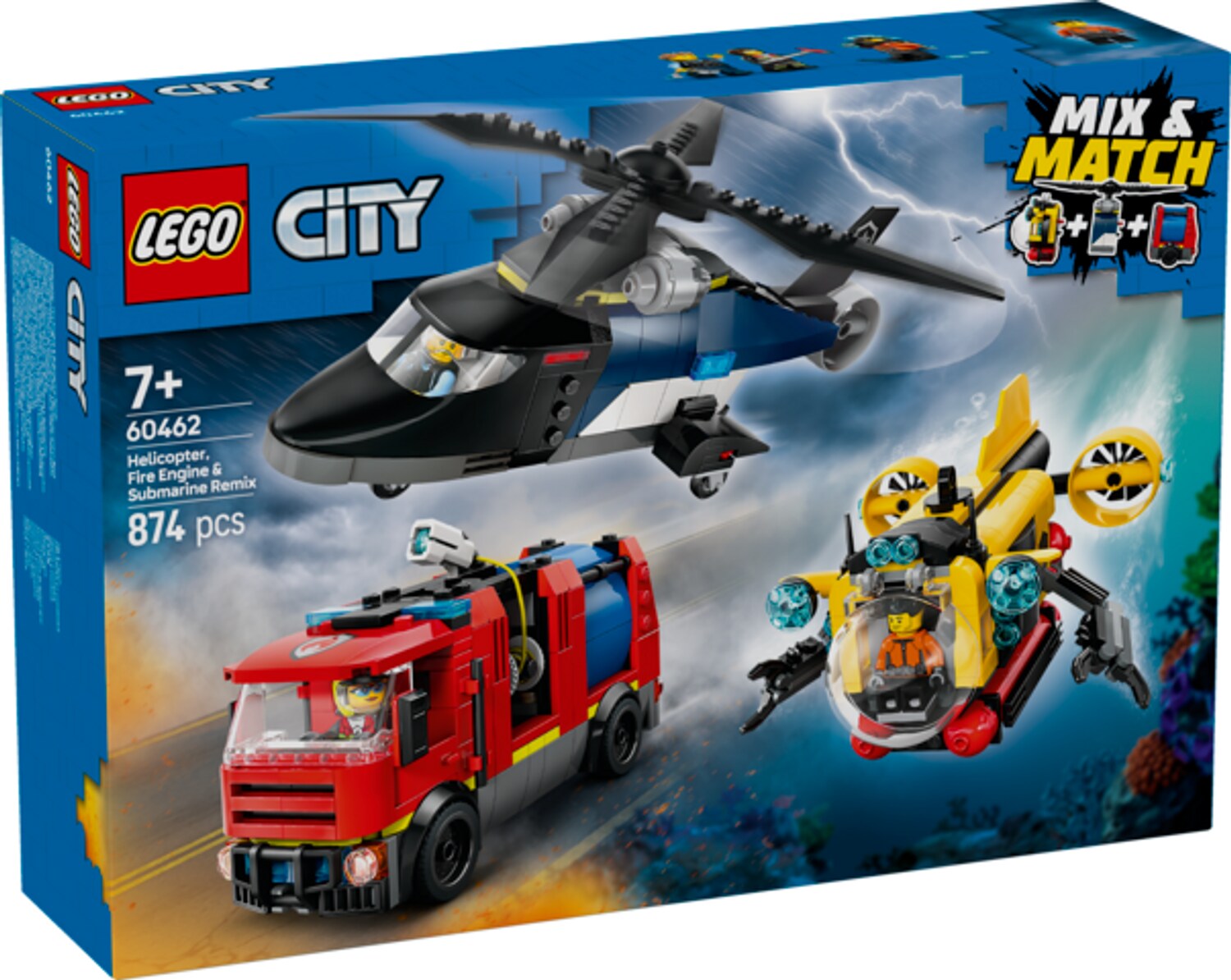 LEGO® City Kombinationsset mit Hubschrauber, Löschauto und U-Boot | 05702017812625