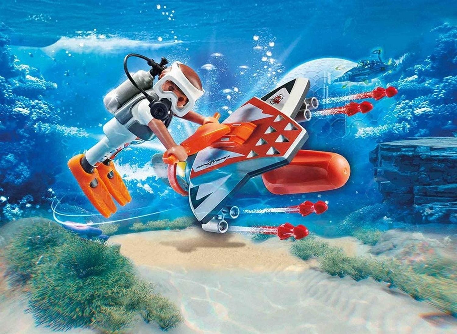 Playmobil 70004 Top Agents Spy Team Underwater Wing - Portable Spy Toy Set For Kids
