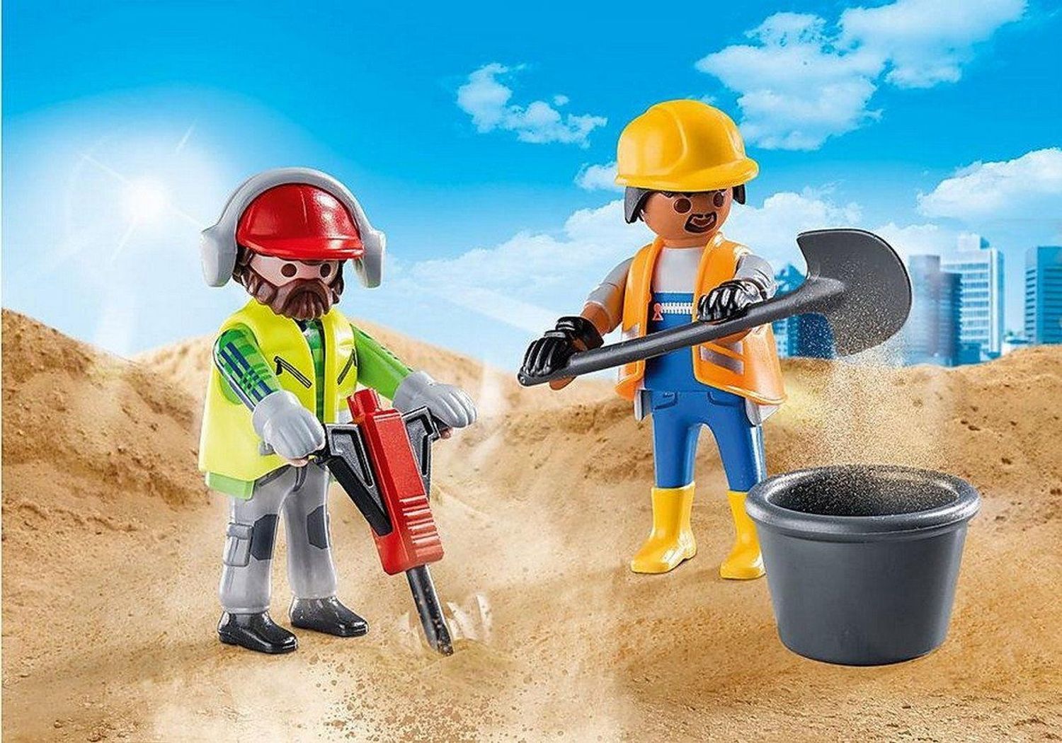 PLAYMOBIL DuoPack 70272 – Zwei Bauarbeiter Mit Werkzeug, Ab 4 Jahren